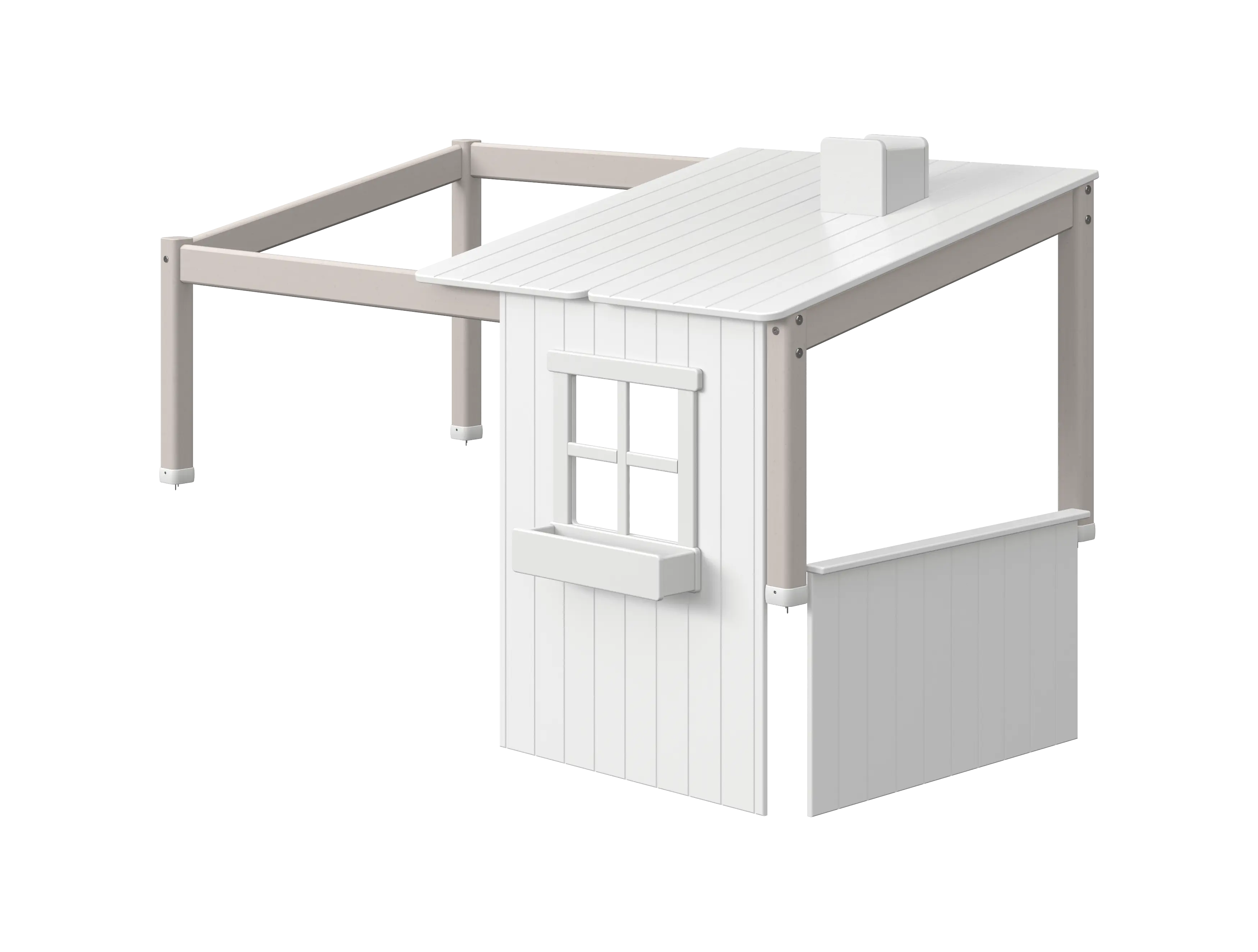 1/2 House for Single and High Bed 120 cm, White/Grey
