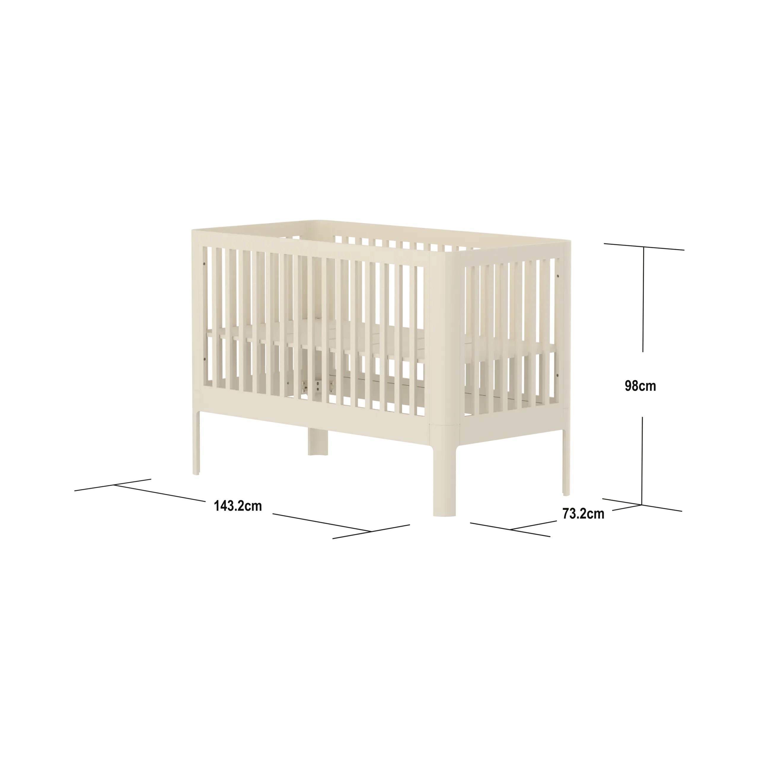 Baby Bed, 140x70 cm, Cream - Image 4