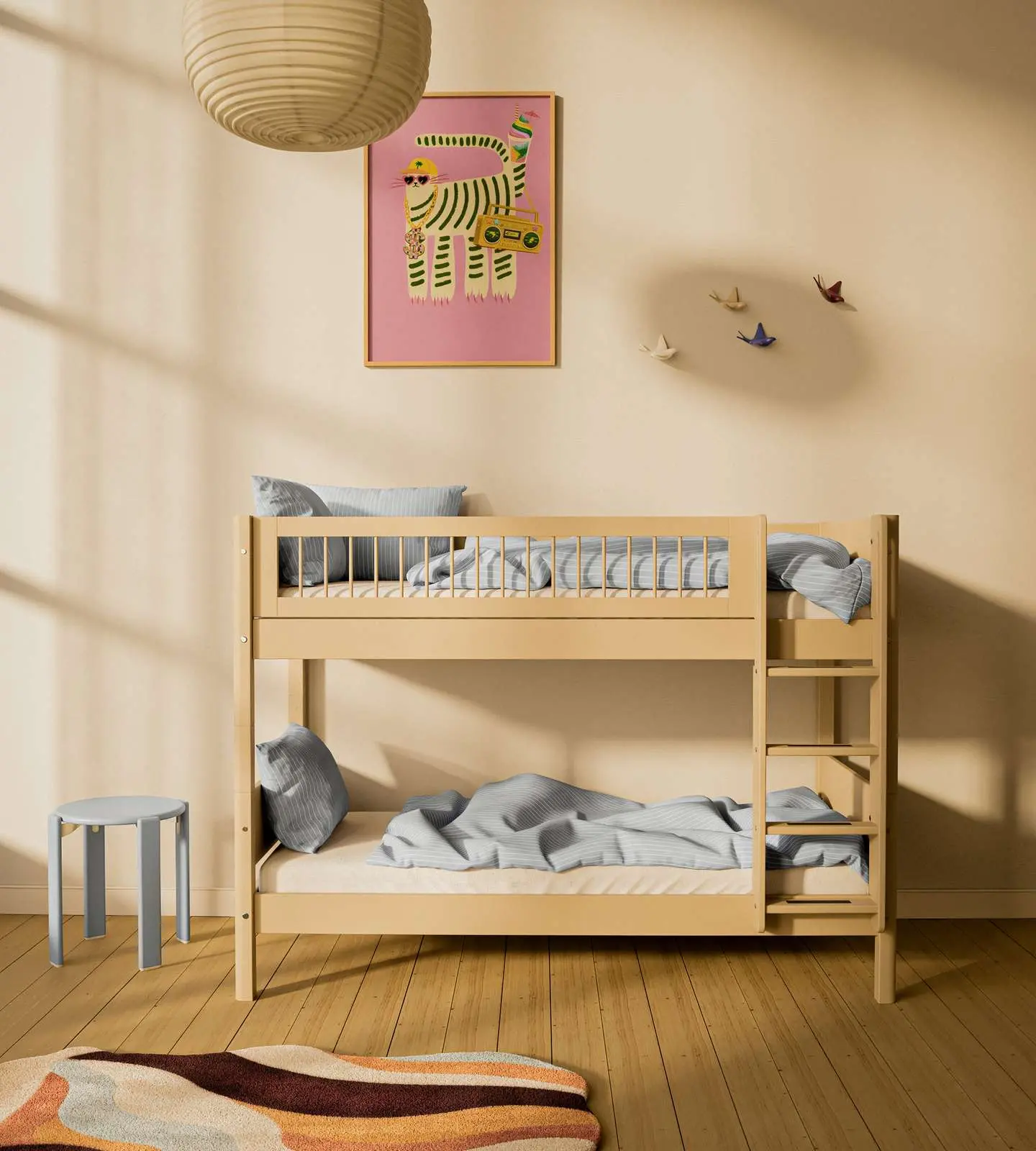 Bunk Bed 154 cm with Ladder and Safety Rail, 90x200 cm, Sand - Image 2