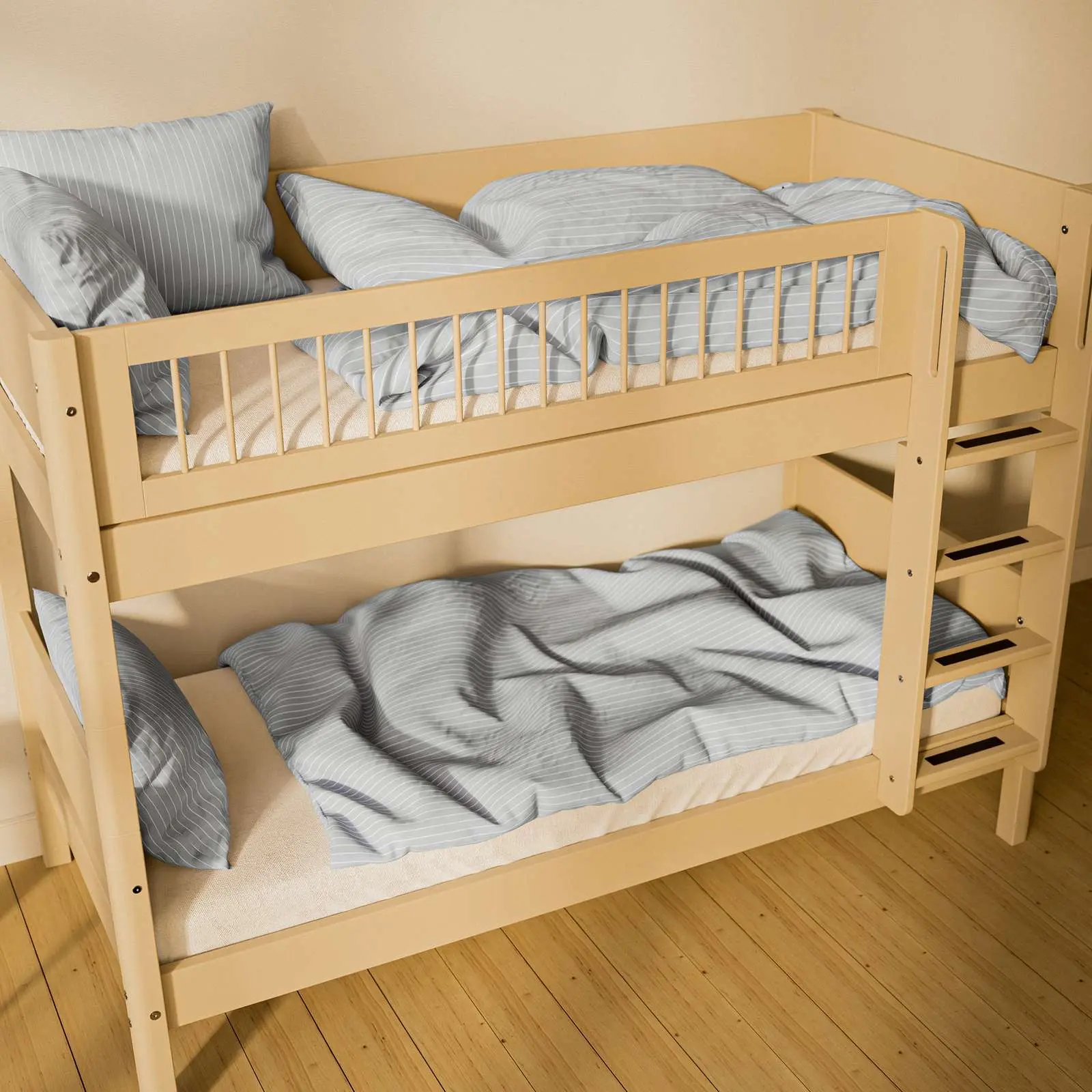 Bunk Bed 154 cm with Ladder and Safety Rail, 90x200 cm, Sand - Image 3