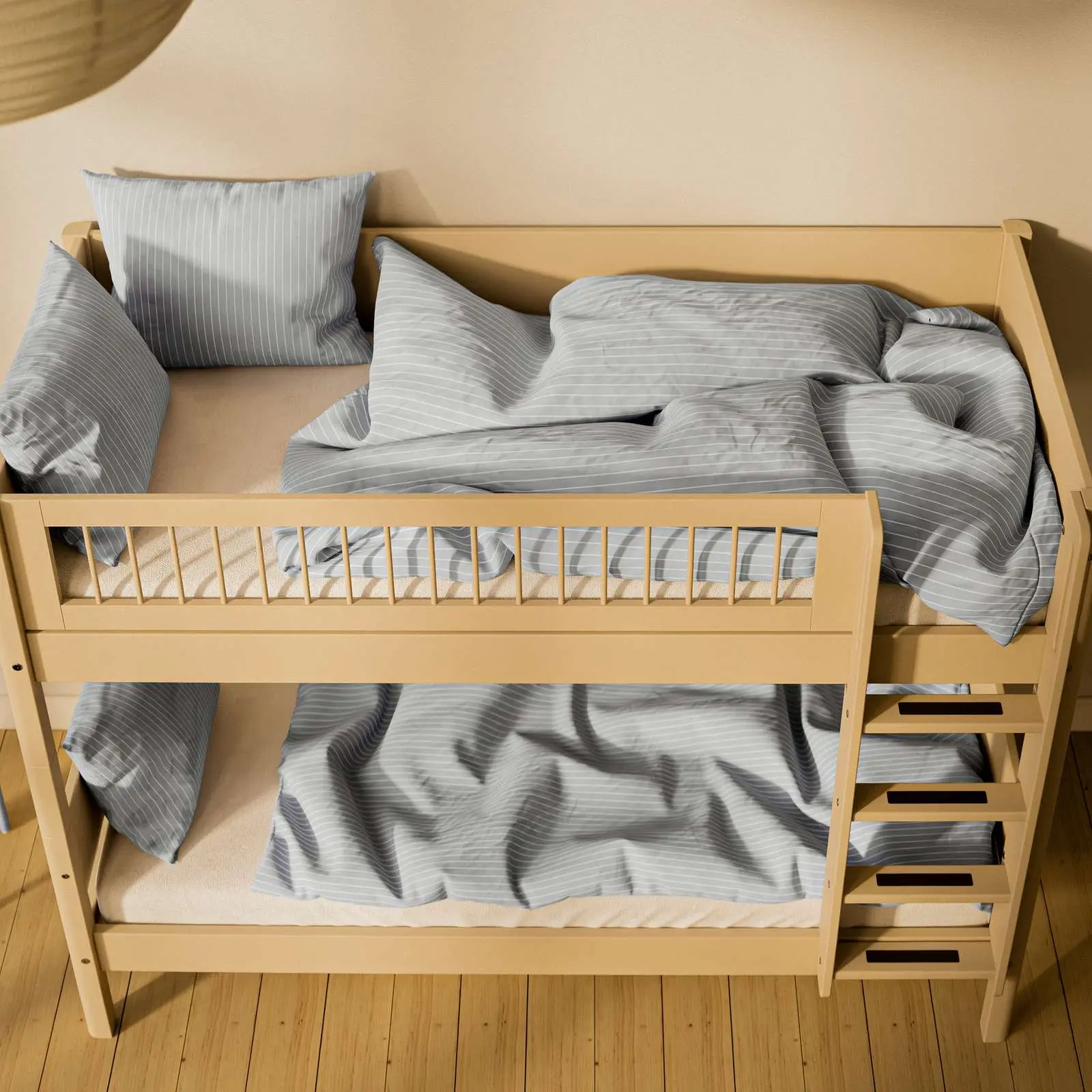 Bunk Bed 154 cm with Ladder and Safety Rail, 90x200 cm, Sand - Image 4