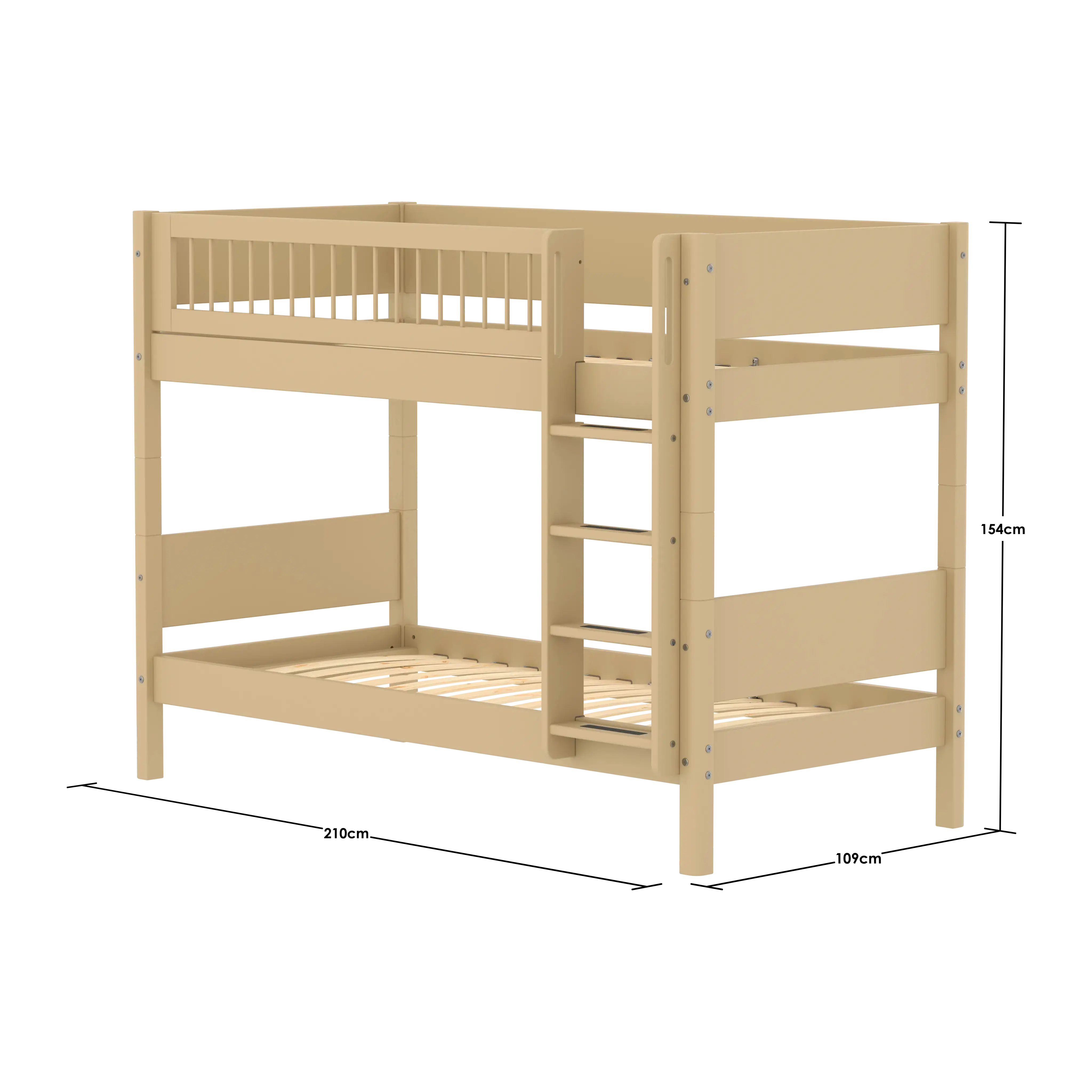 Bunk Bed 154 cm with Ladder and Safety Rail, 90x200 cm, Sand - Image 8