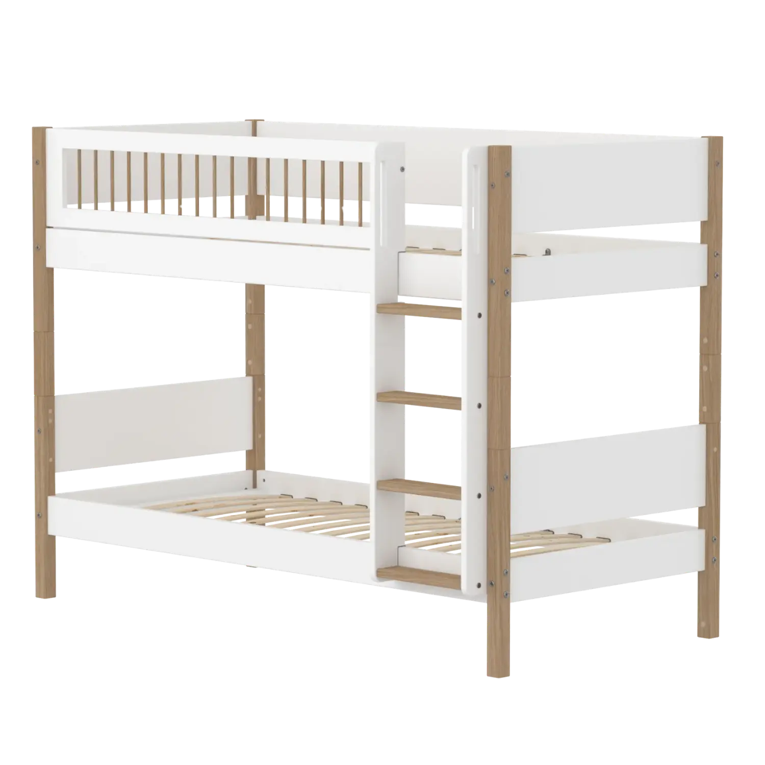 Bunk Bed 154 cm with Ladder and Safety Rail, 90x200 cm, White/Oak