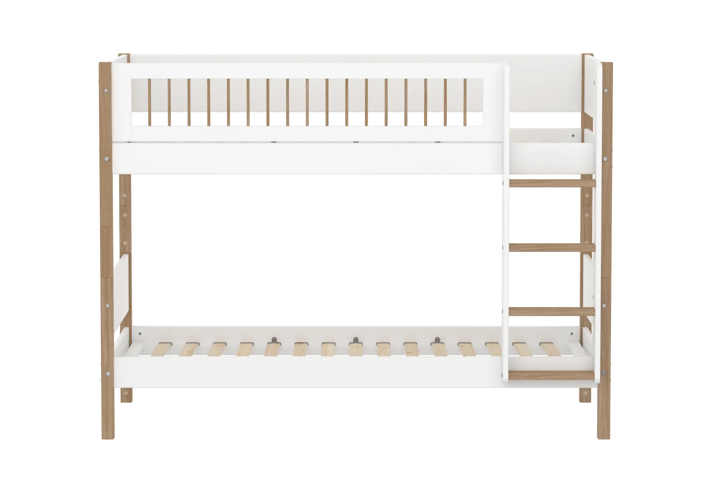 Bunk Bed 154 cm with Ladder and Safety Rail, 90x200 cm, White/Oak - Image 3