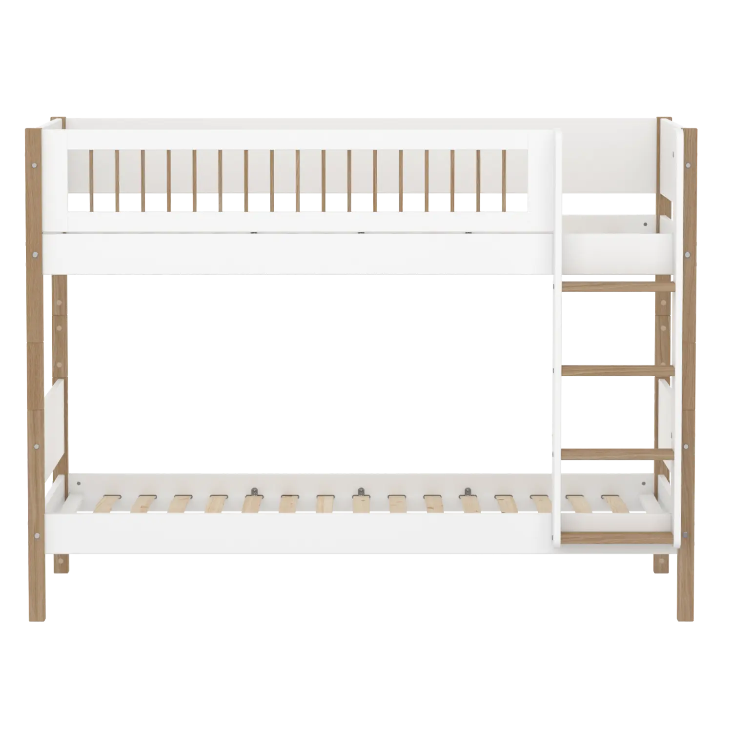 Bunk Bed 154 cm with Ladder and Safety Rail, 90x200 cm, White/Oak - Image 6