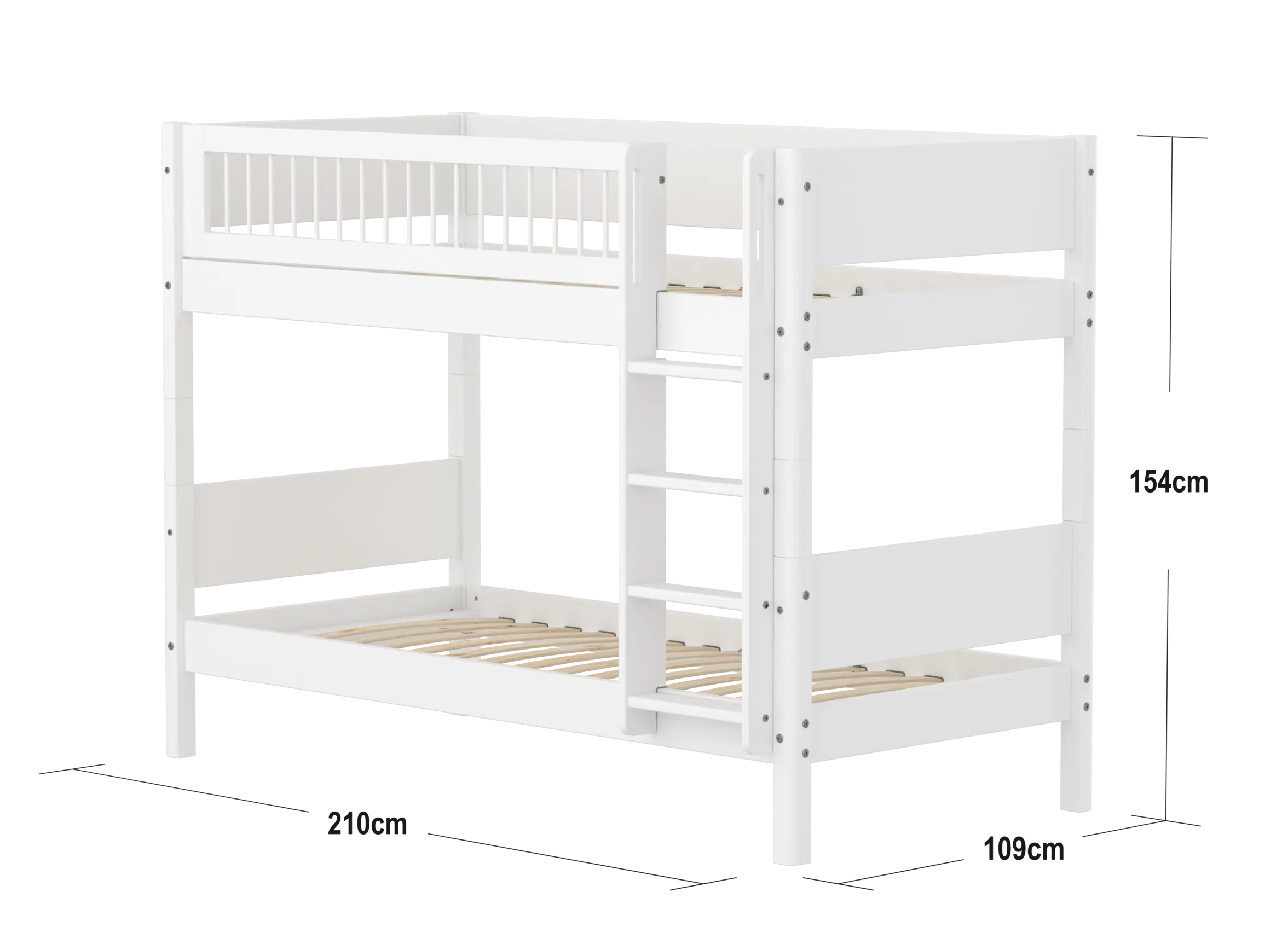 Bunk Bed 154 cm with Ladder and Safety Rail, 90x200 cm, White - Image 5