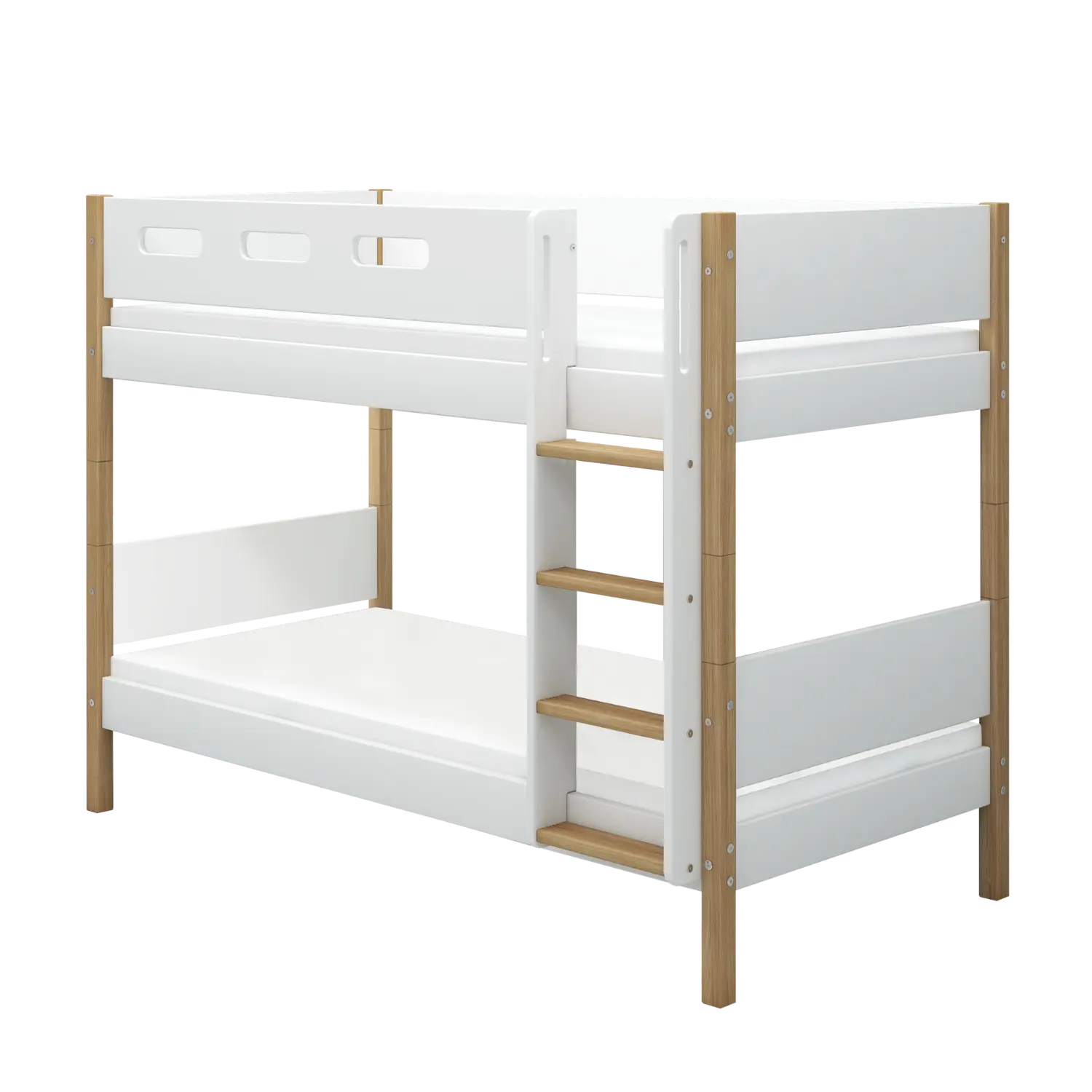 Bunk Bed 154 cm with Straight Ladder and Safety Rail, 90x200 cm, White/Oak