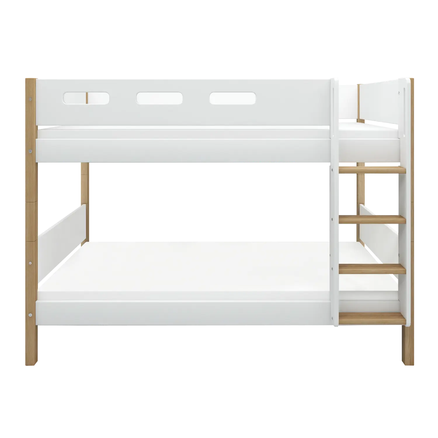 Bunk Bed 154 cm with Straight Ladder and Safety Rail, 90x200 cm, White/Oak - Image 5