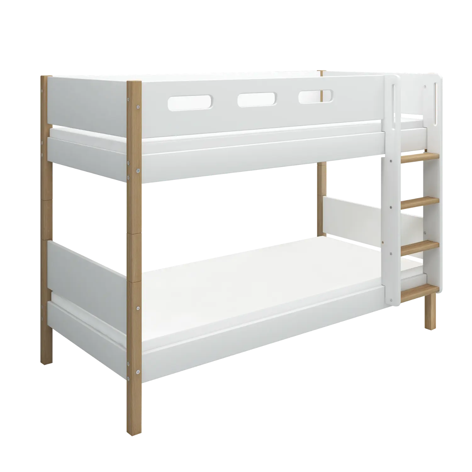 Bunk Bed 154 cm with Straight Ladder and Safety Rail, 90x200 cm, White/Oak - Image 7