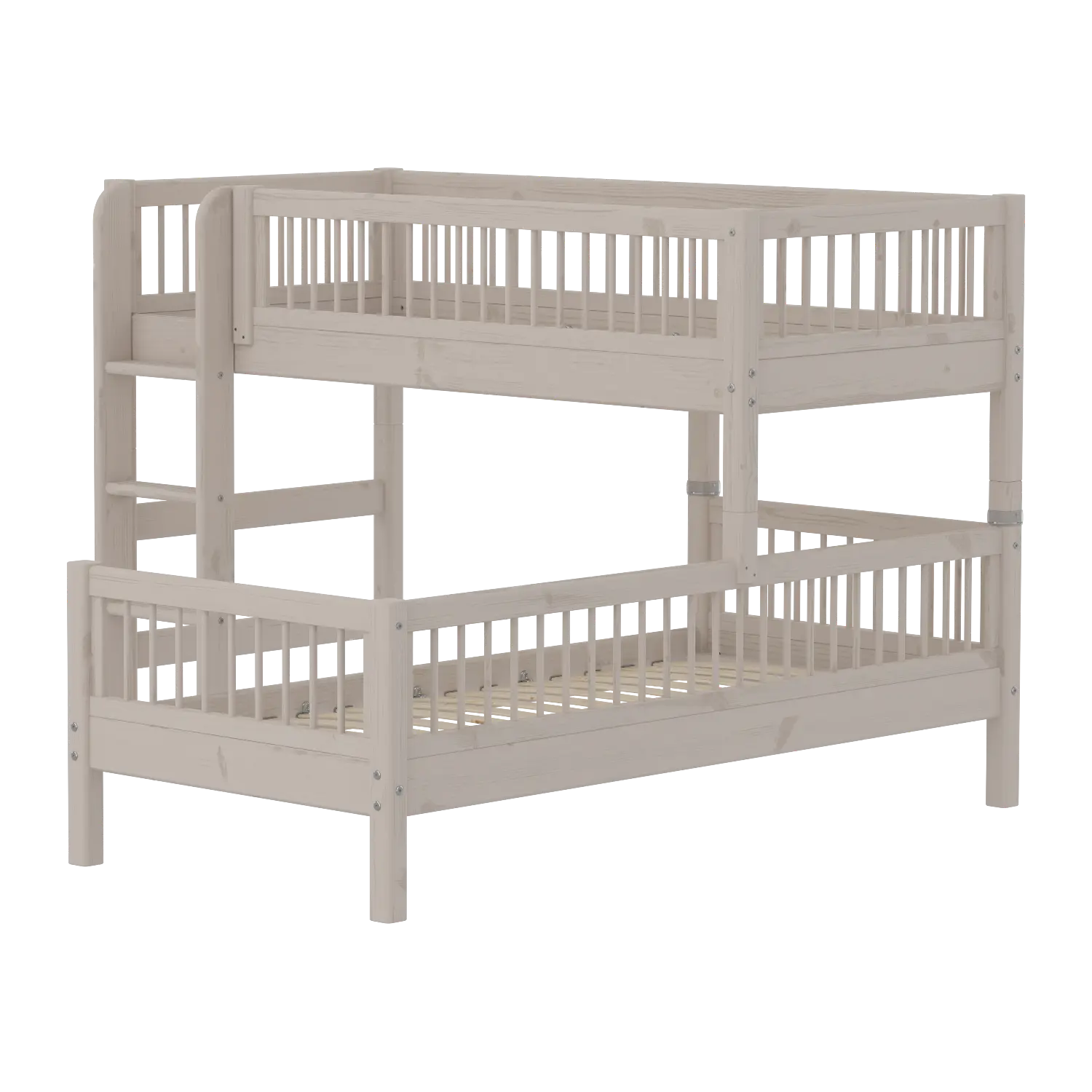 Bunk Bed 143 cm with Ladder and Safety Rail, 90x200 cm, Grey