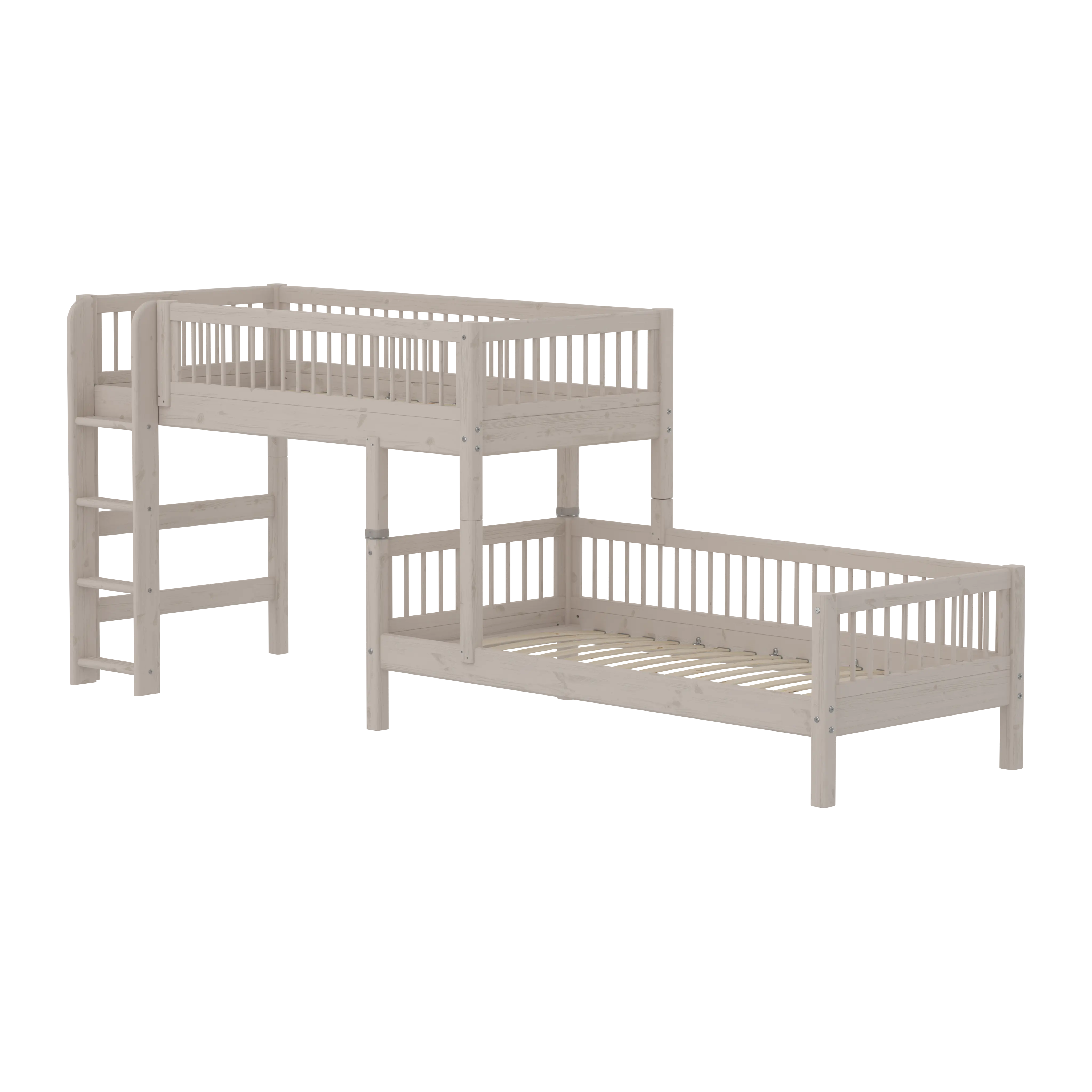 Bunk Bed 143 cm with Ladder and Safety Rail, 90x200 cm, Grey - Image 2
