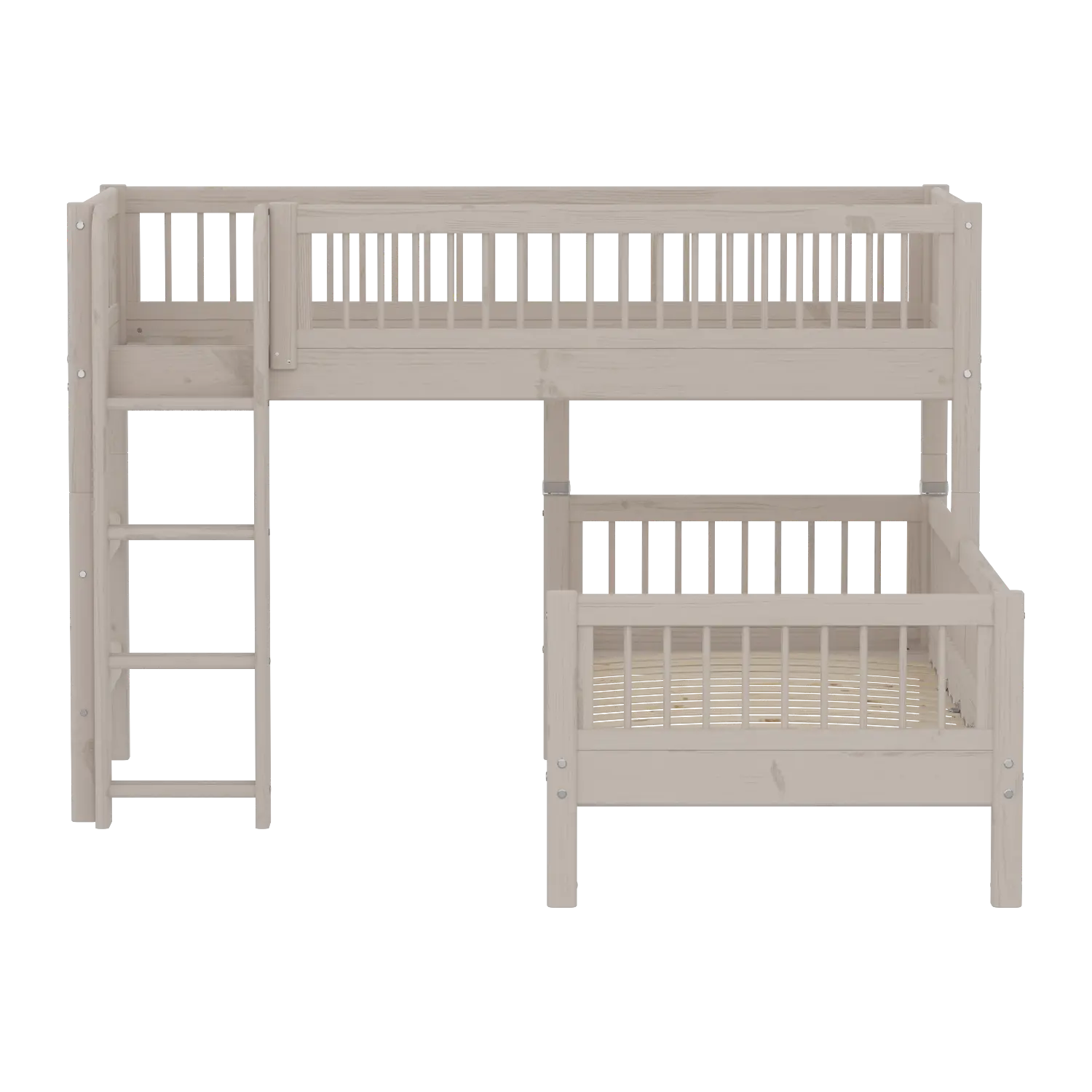 Bunk Bed 143 cm with Ladder and Safety Rail, 90x200 cm, Grey - Image 3