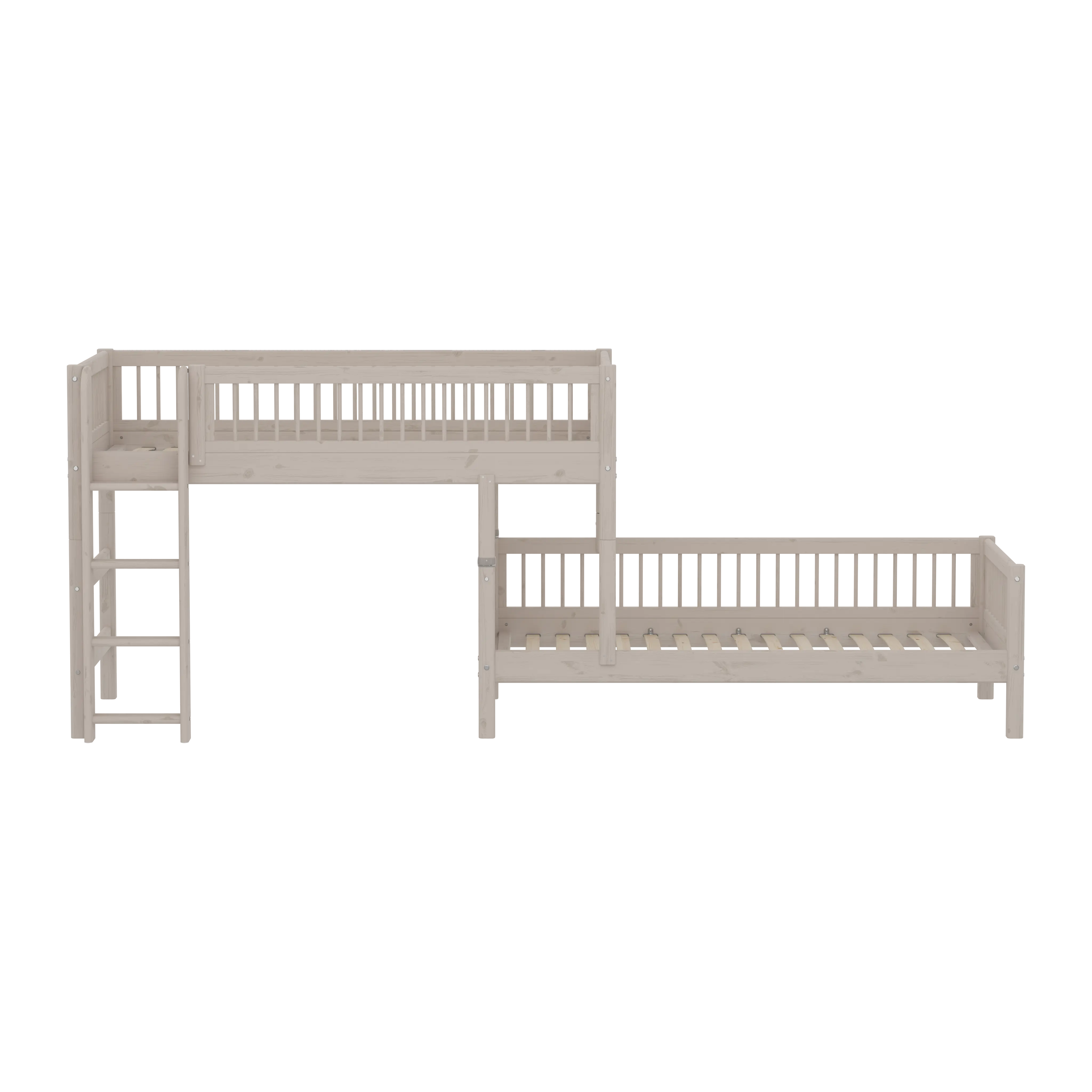Bunk Bed 143 cm with Ladder and Safety Rail, 90x200 cm, Grey - Image 4