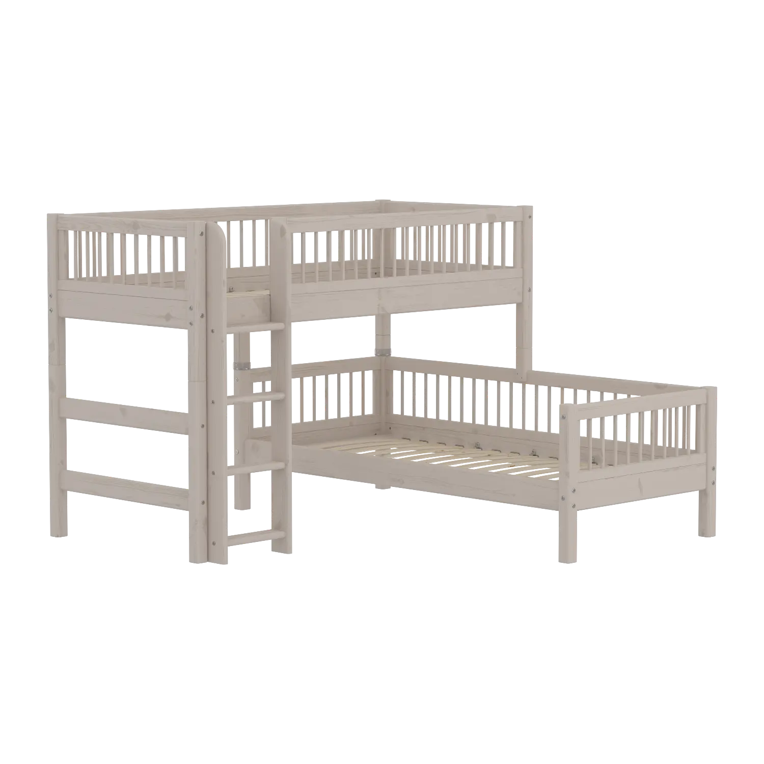 Bunk Bed 143 cm with Ladder and Safety Rail, 90x200 cm, Grey - Image 5