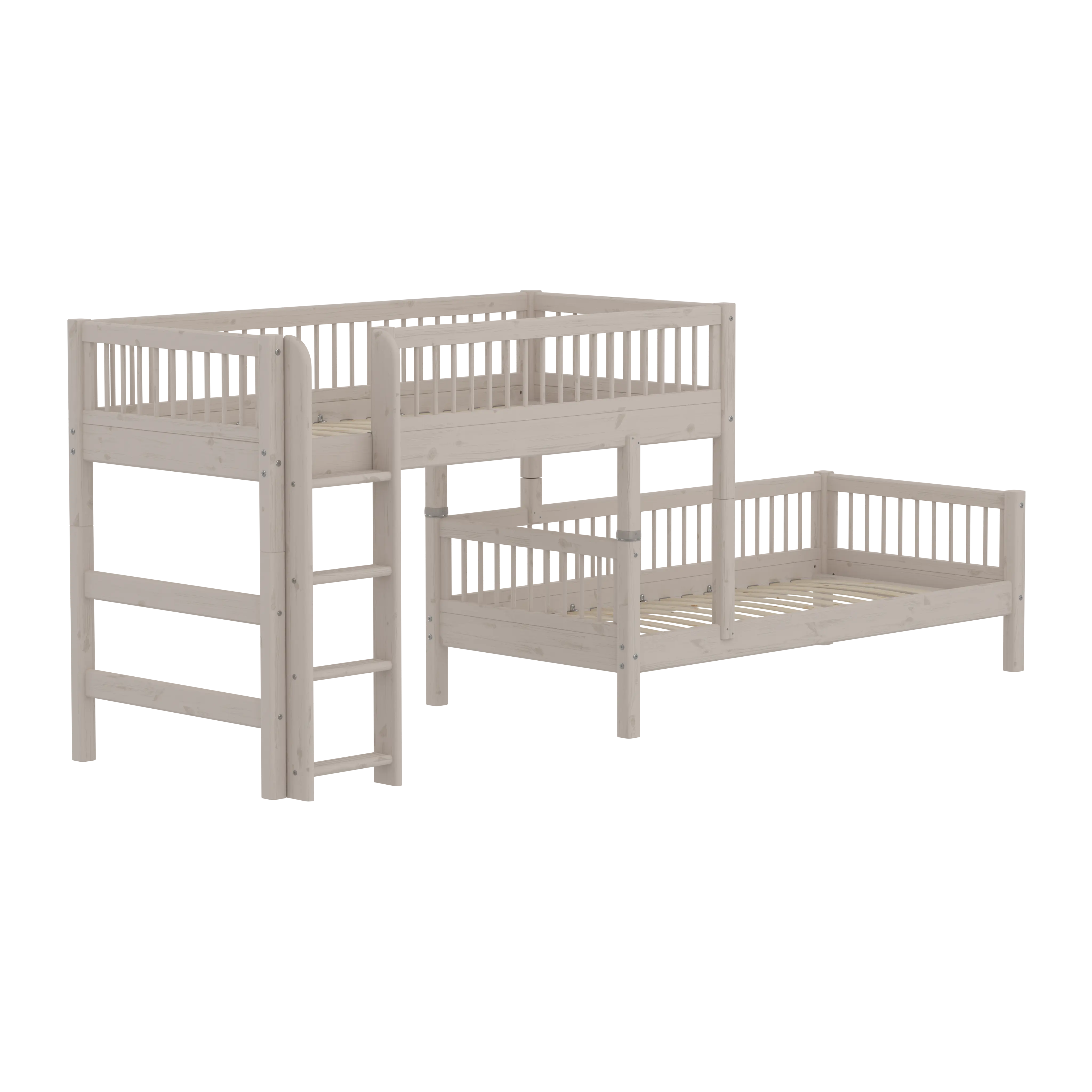 Bunk Bed 143 cm with Ladder and Safety Rail, 90x200 cm, Grey - Image 6