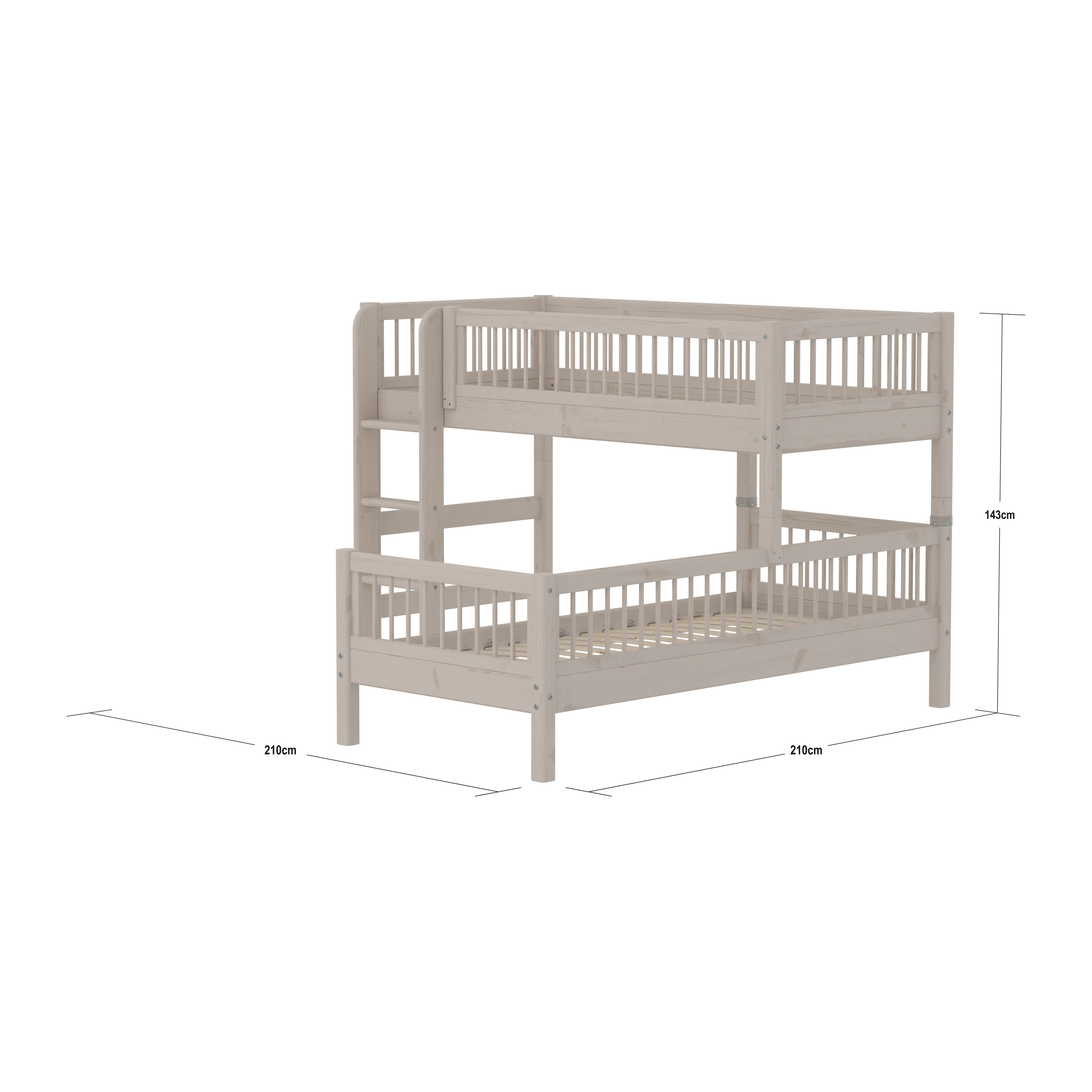 Bunk Bed 143 cm with Ladder and Safety Rail, 90x200 cm, Grey - Image 7