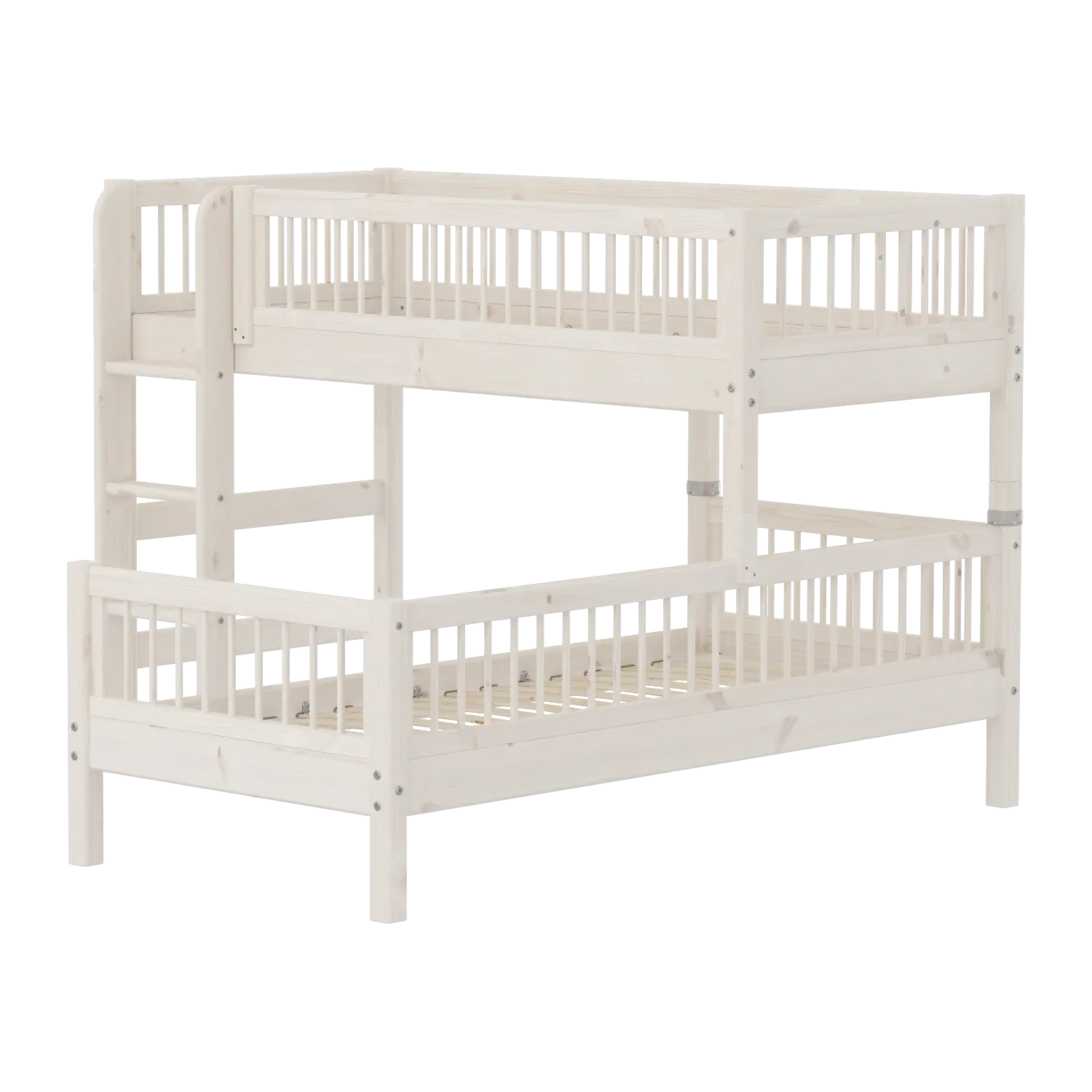 Bunk Bed 143 cm with Ladder and Safety Rail, 90x200 cm, White