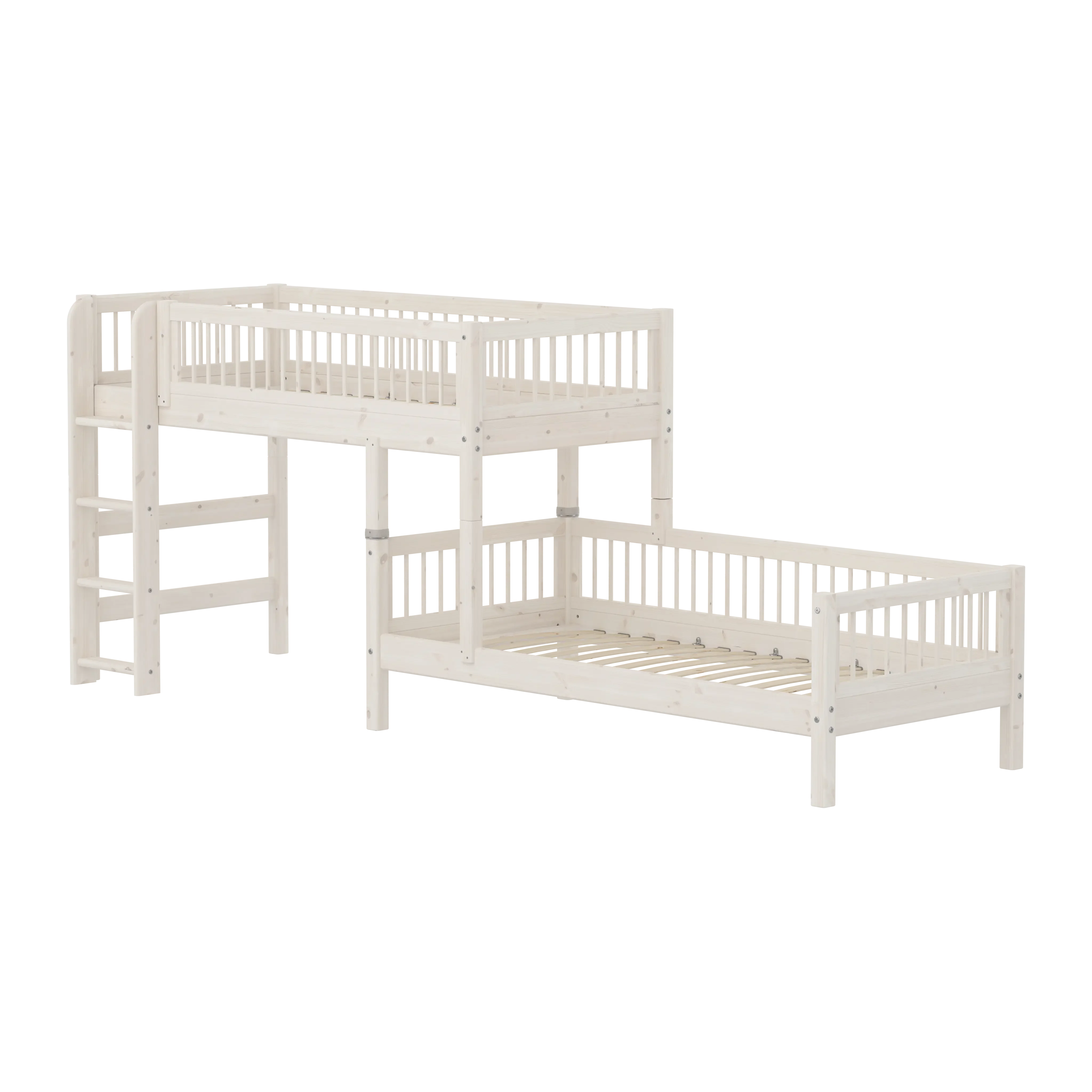 Bunk Bed 143 cm with Ladder and Safety Rail, 90x200 cm, White - Image 2