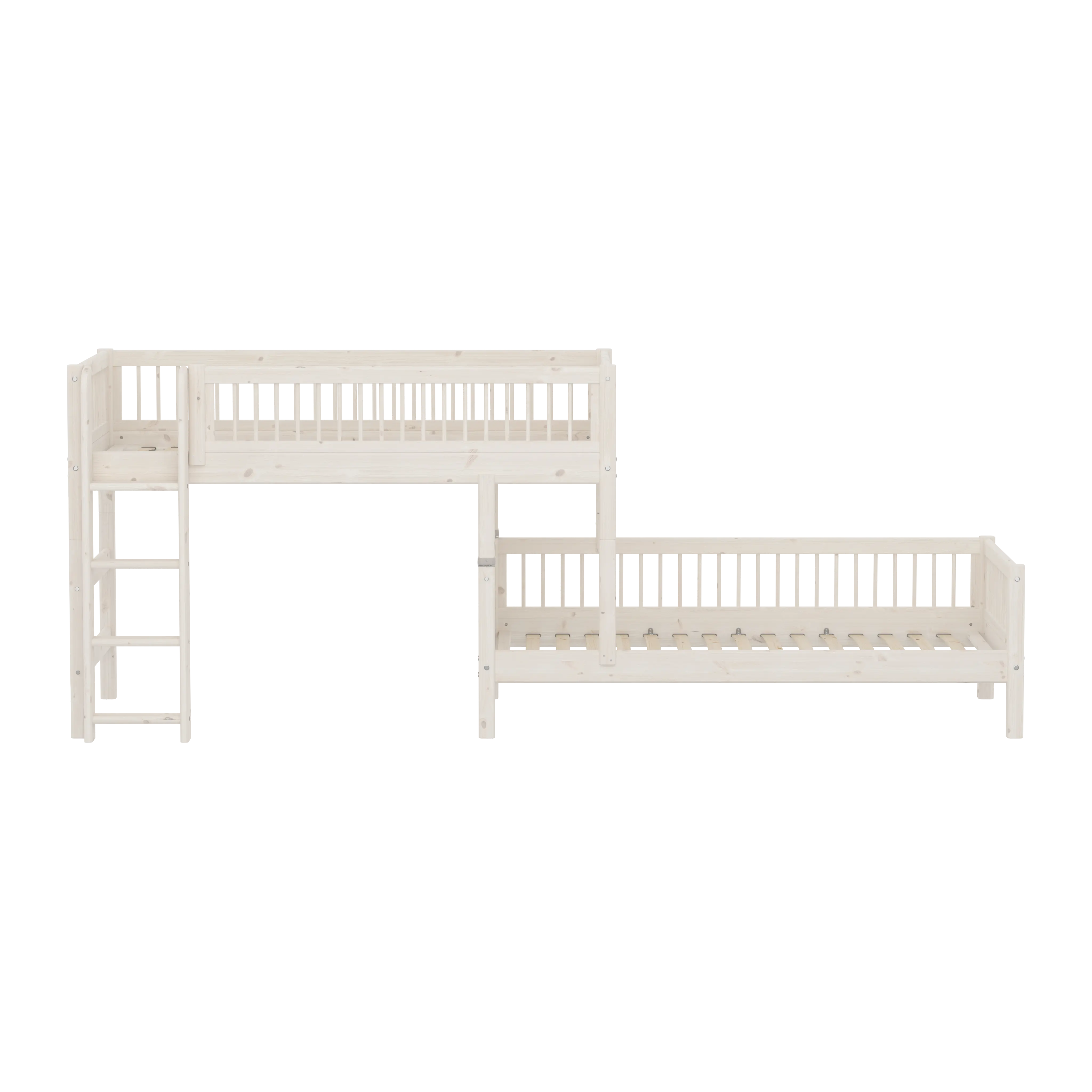 Bunk Bed 143 cm with Ladder and Safety Rail, 90x200 cm, White - Image 4