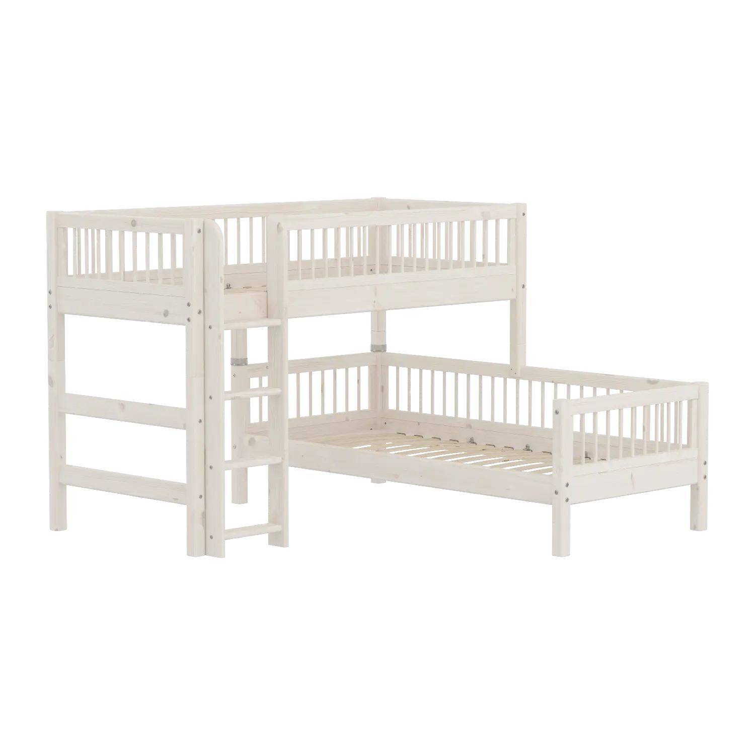 Bunk Bed 143 cm with Ladder and Safety Rail, 90x200 cm, White - Image 5