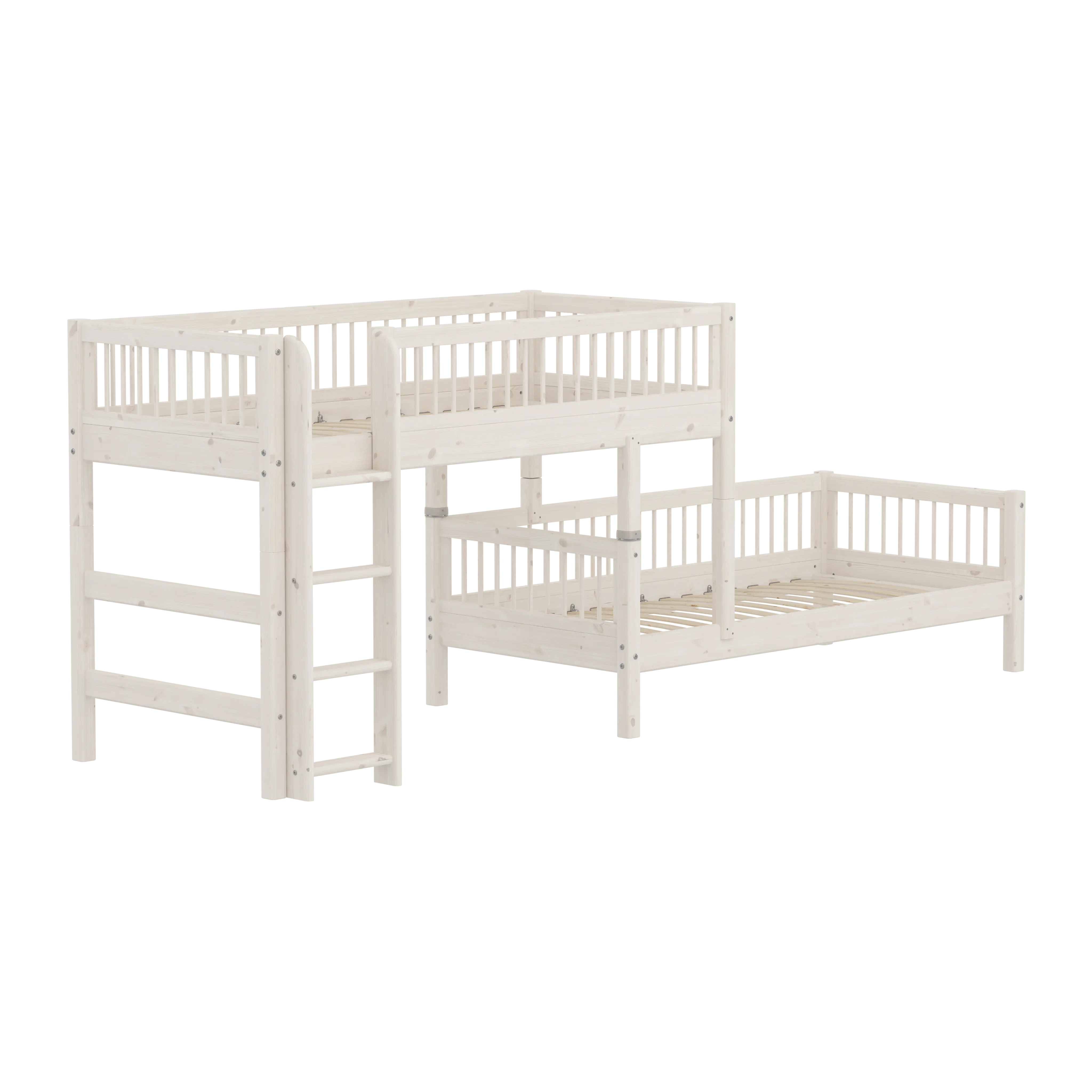 Bunk Bed 143 cm with Ladder and Safety Rail, 90x200 cm, White - Image 6