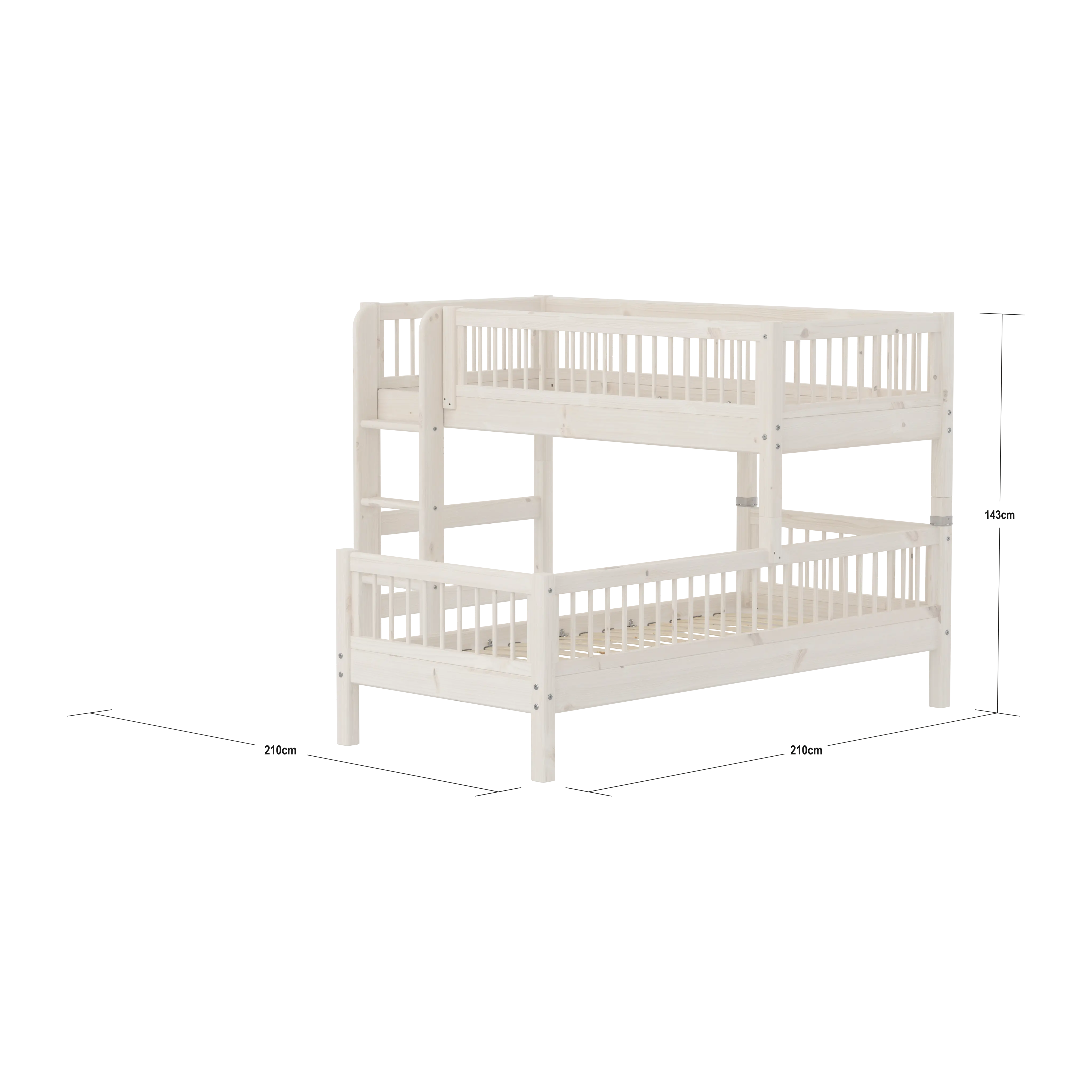 Bunk Bed 143 cm with Ladder and Safety Rail, 90x200 cm, White - Image 7
