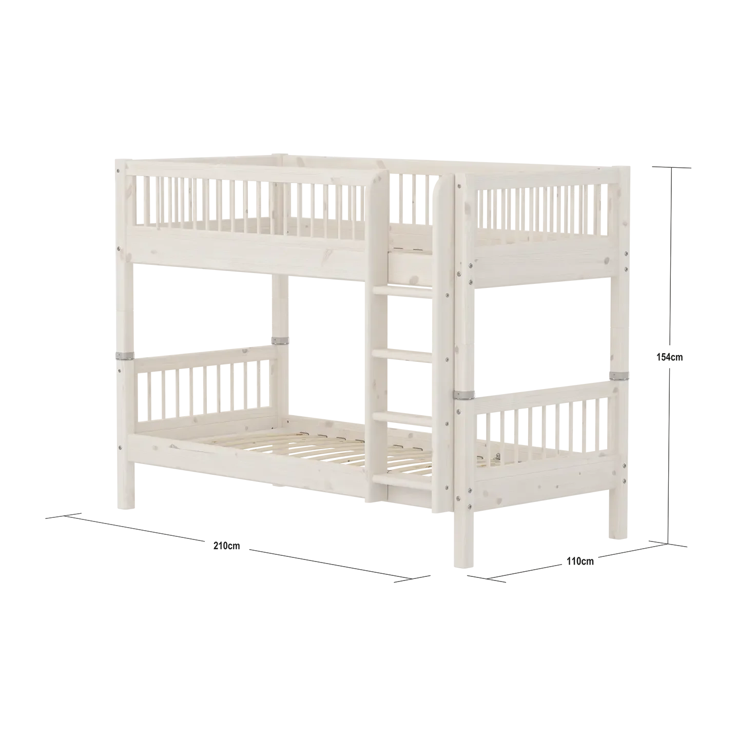 Bunk Bed 154 cm with Ladder and Safety Rail, 90x200 cm, White - Image 4