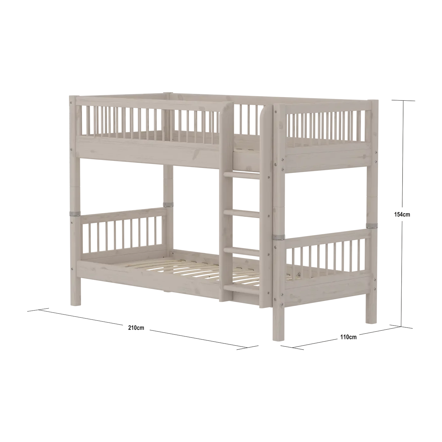 Bunk Bed 154 cm with Ladder and Safety Rail, 90x200 cm, Grey - Image 4