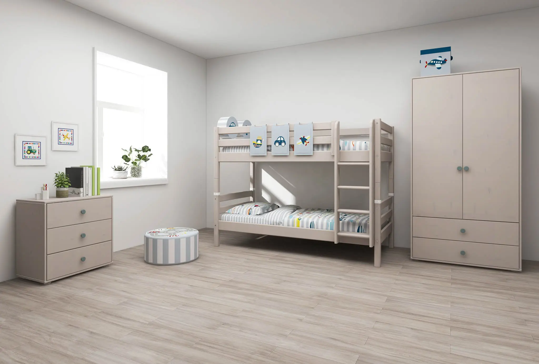 Bunk Bed 154 cm with Ladder and Safety Rail, 90x200 cm, Grey - Image 2