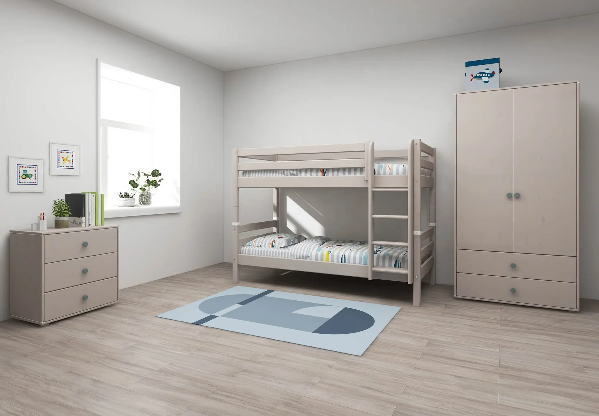 Bunk Bed 154 cm with Ladder and Safety Rail, 90x200 cm, Grey - Image 5