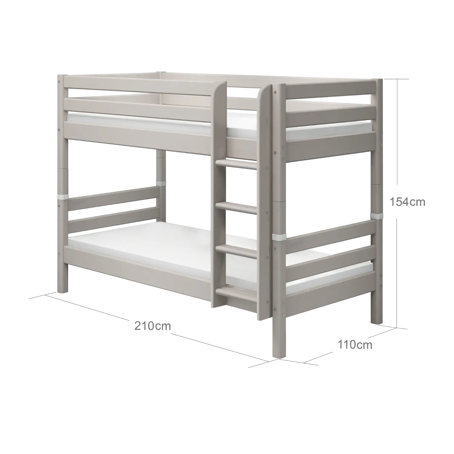 Bunk Bed 154 cm with Ladder and Safety Rail, 90x200 cm, Grey - Image 9