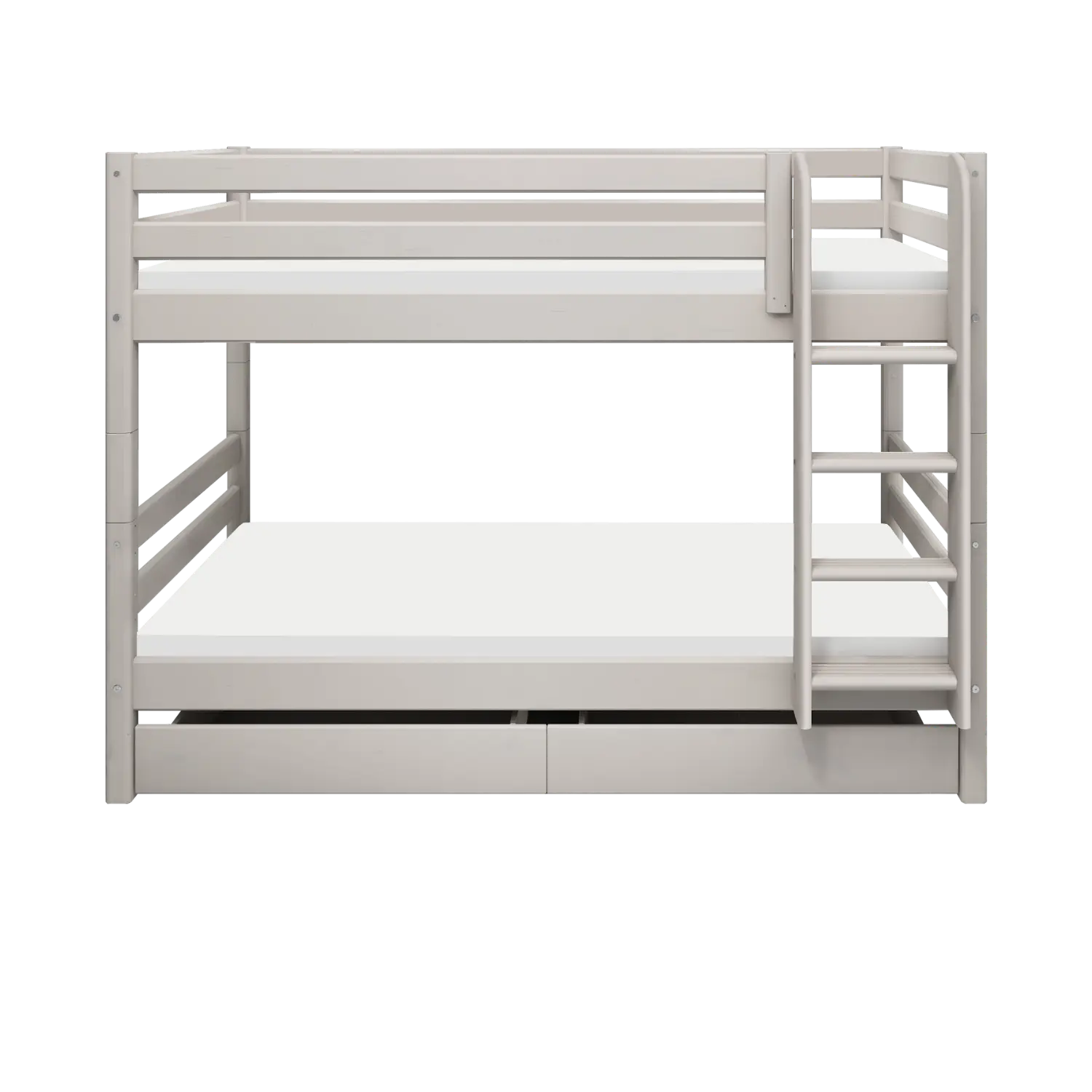 Bunk Bed 154 cm with Pull-out Drawer, Ladder and Safety Rail, 90x200 cm, Grey - Image 3