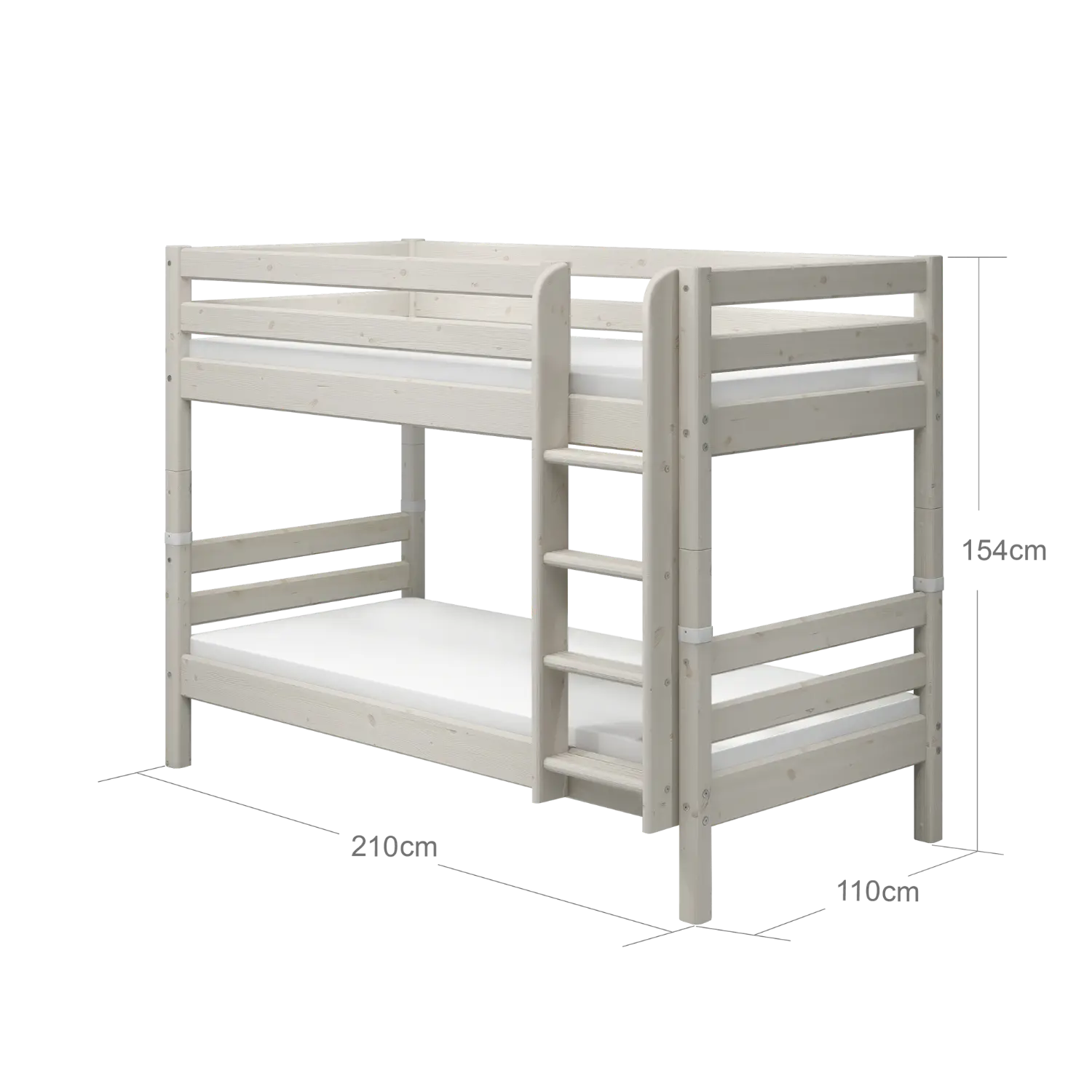 Bunk Bed 154 cm with Ladder and Safety Rail, 90x200 cm, White - Image 10