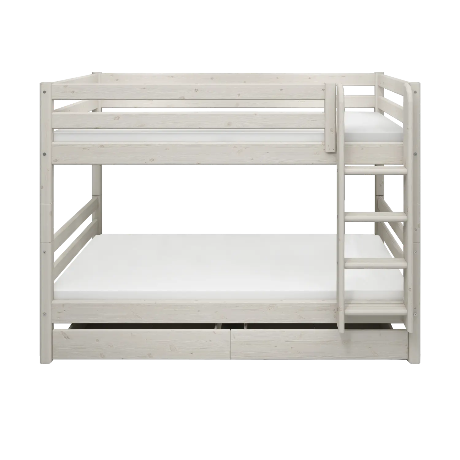 Bunk Bed 154 cm with Pull-out Drawer, Ladder and Safety Rail, 90x200 cm, White - Image 10