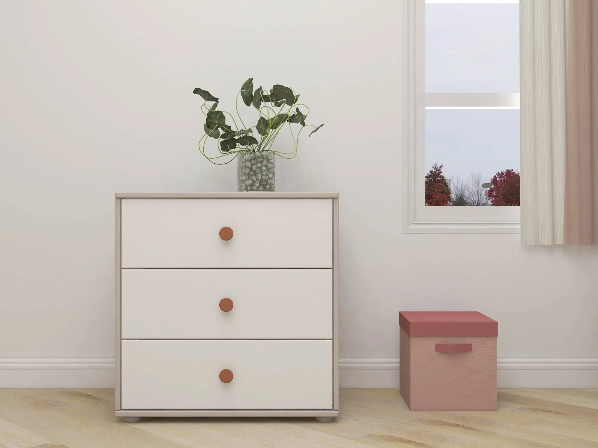 Chest with 3 Drawers, Grey - Image 2