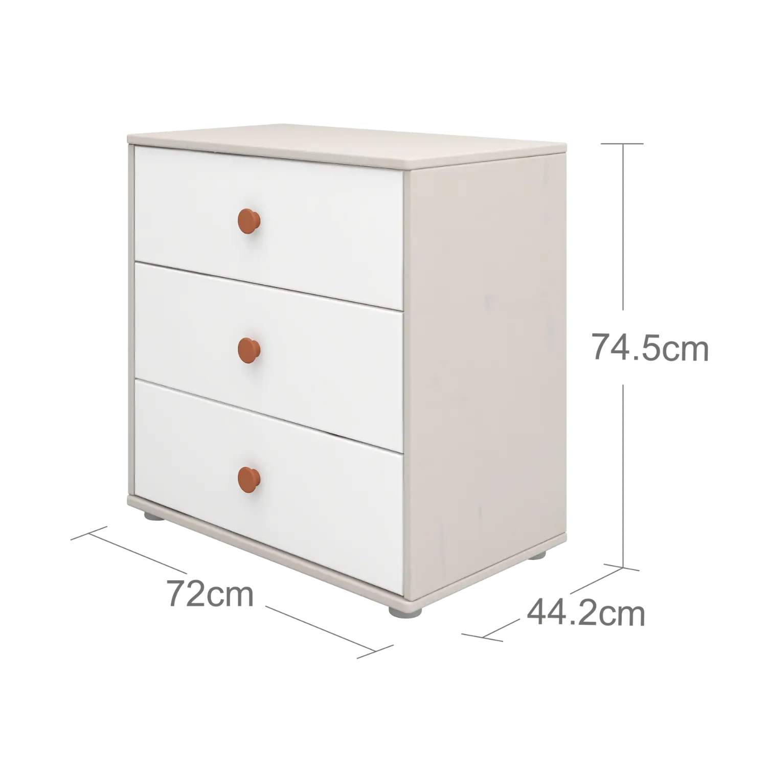Chest with 3 Drawers, Grey - Image 5