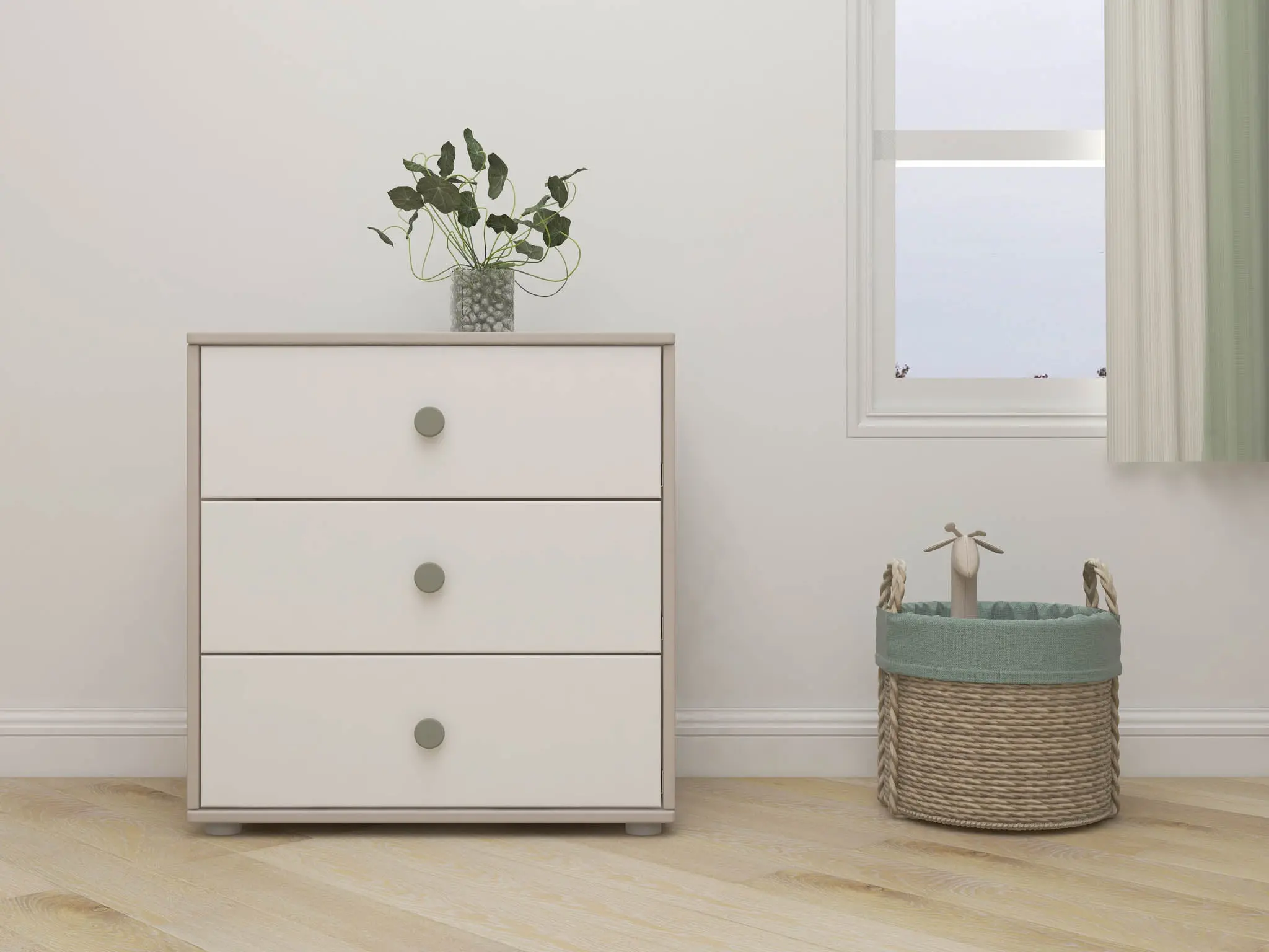 Chest with 3 Drawers, Grey - Image 2