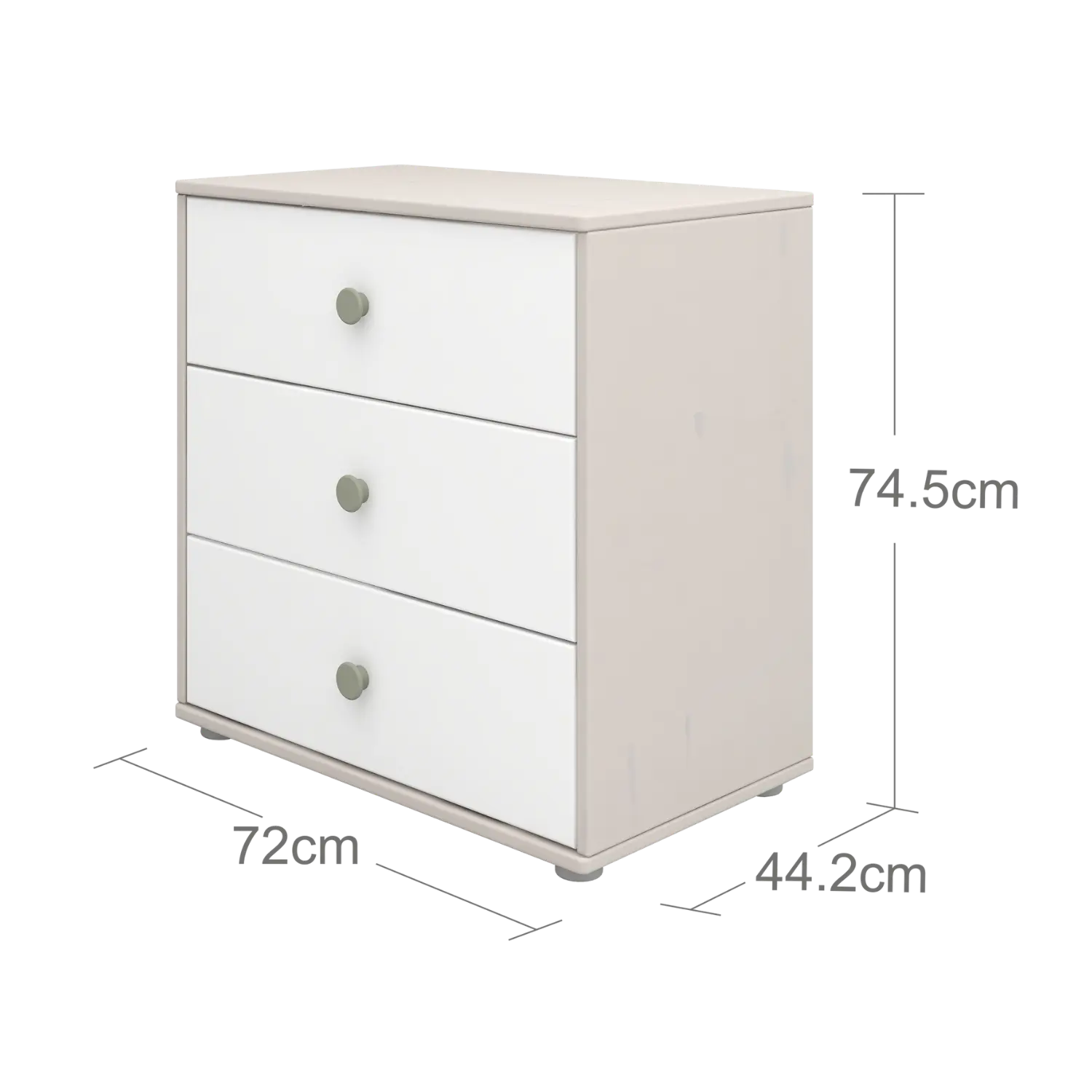 Chest with 3 Drawers, Grey - Image 5