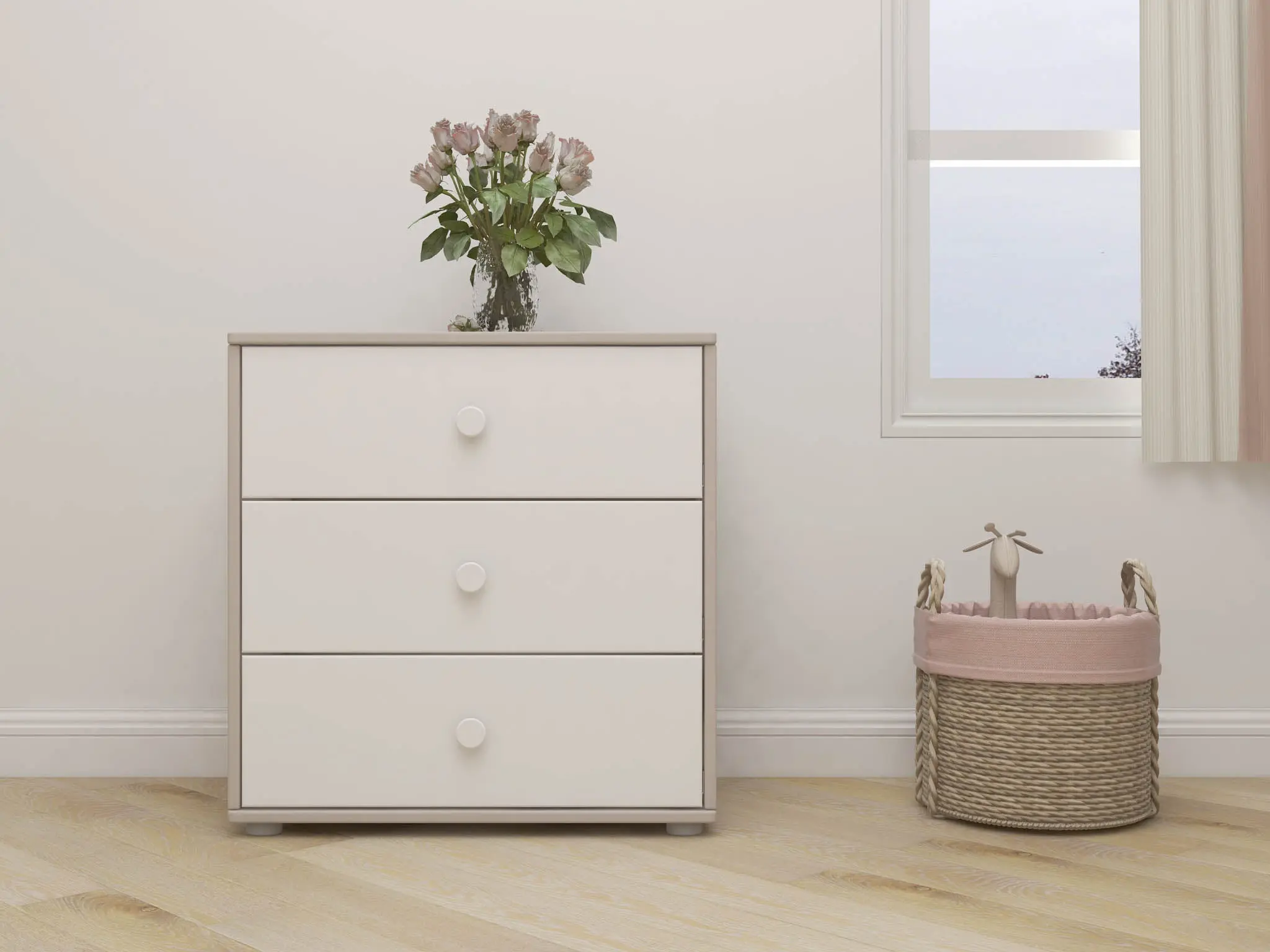 Chest with 3 Drawers, Grey - Image 2