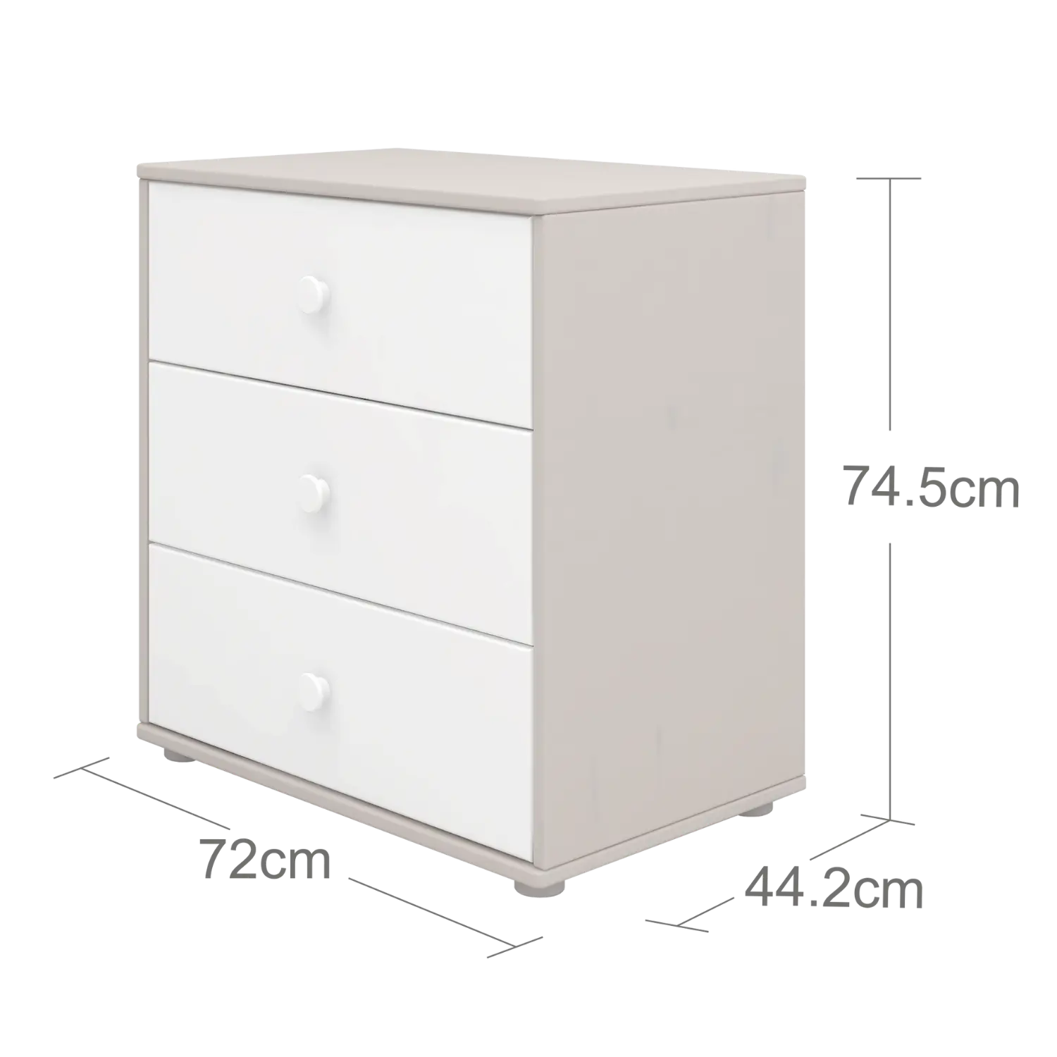 Chest with 3 Drawers, Grey - Image 5