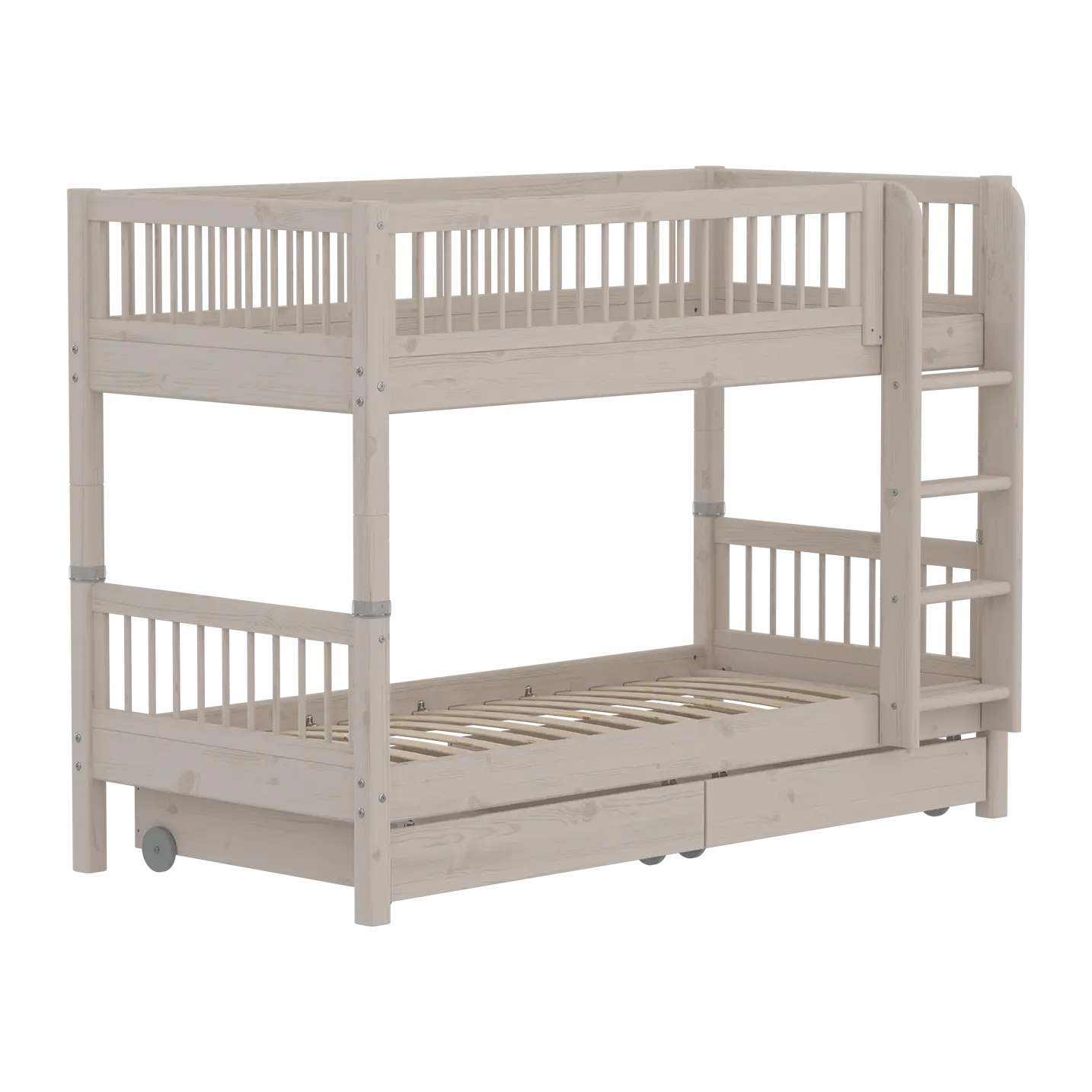 Bunk Bed 154 cm with Storage and Safety Rail, 90x200 cm, Grey - Image 2