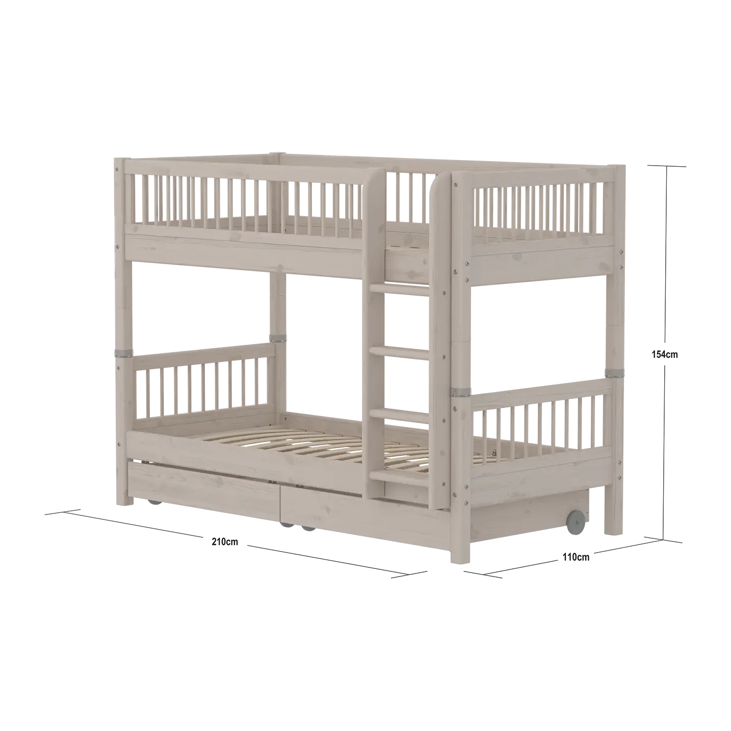 Bunk Bed 154 cm with Storage and Safety Rail, 90x200 cm, Grey - Image 4