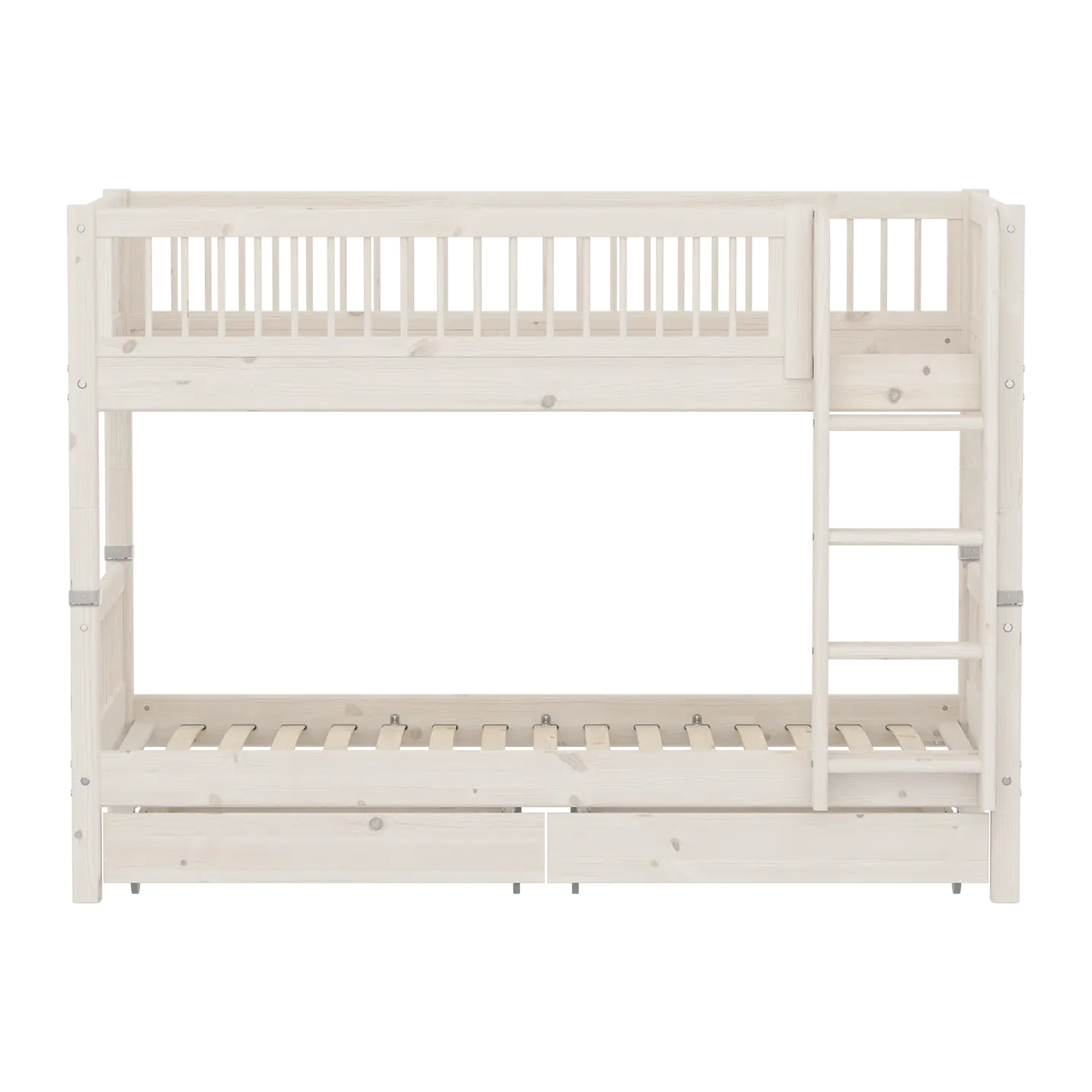 Bunk Bed 154 cm with Storage and Safety Rail, 90x200 cm, White - Image 2