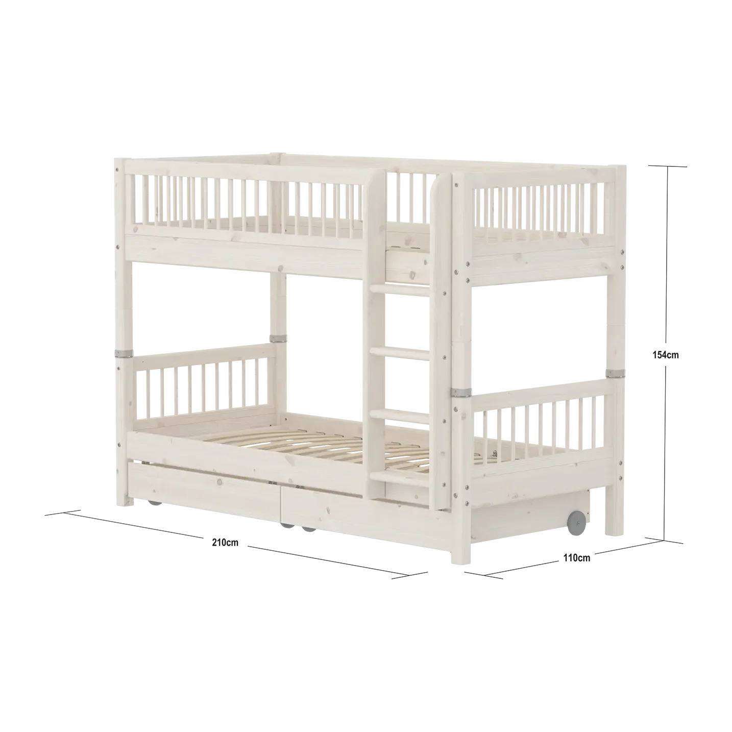 Bunk Bed 154 cm with Storage and Safety Rail, 90x200 cm, White - Image 4