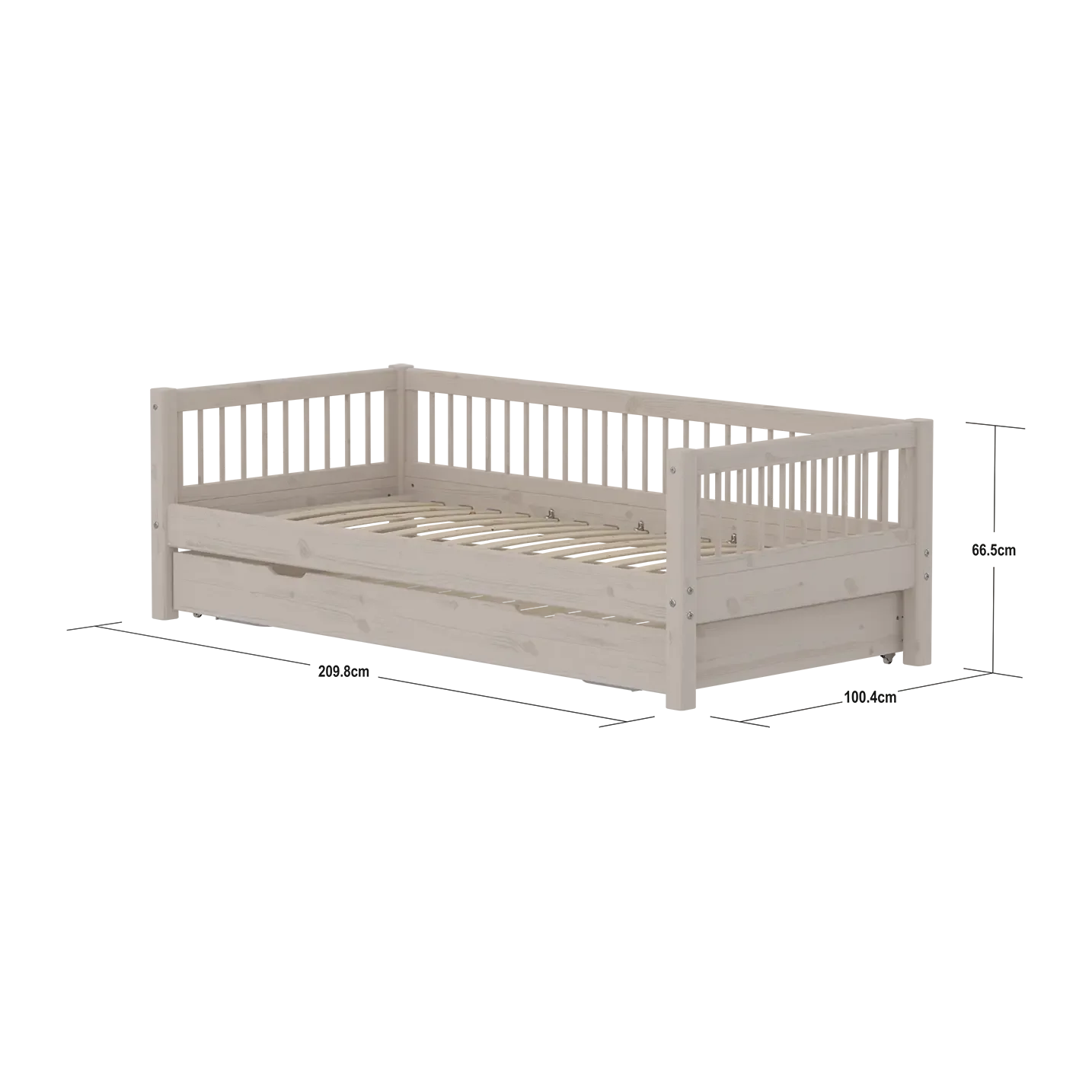 Single Bed with Guest Bed, 90x200 cm, Grey - Image 4
