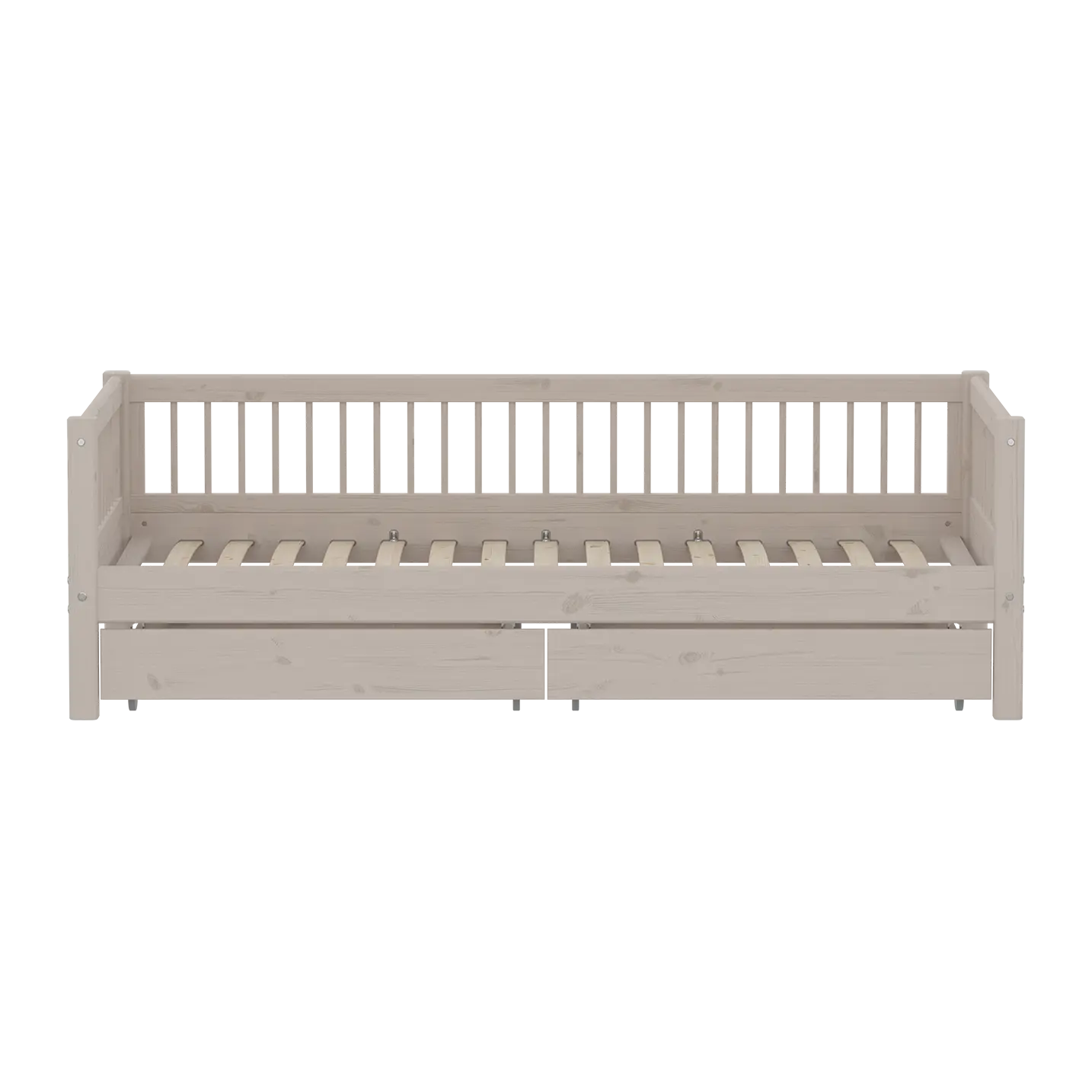 Single Bed with Storage and Safety Rail, 90x200 cm, Grey - Image 2