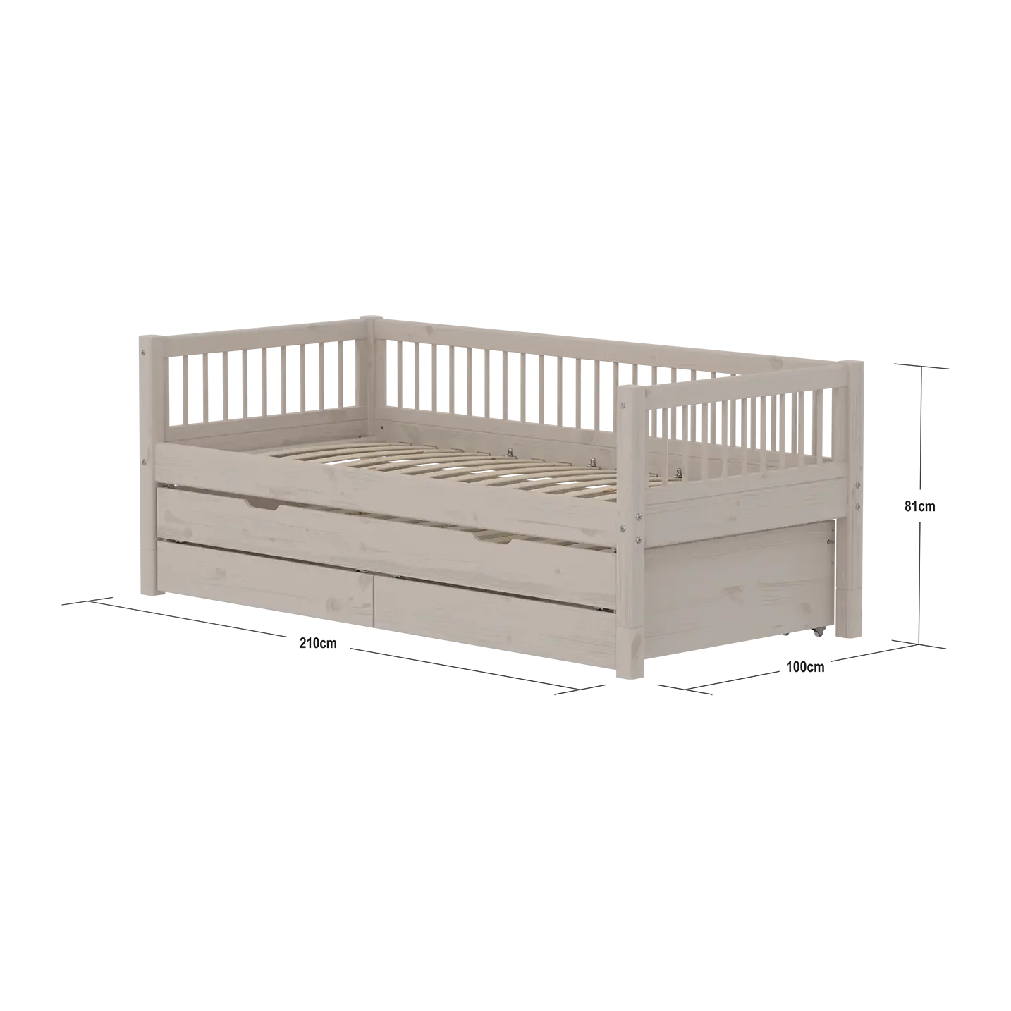 Single Bed with Guest Bed, Storage, 90x200 cm, Grey - Image 4
