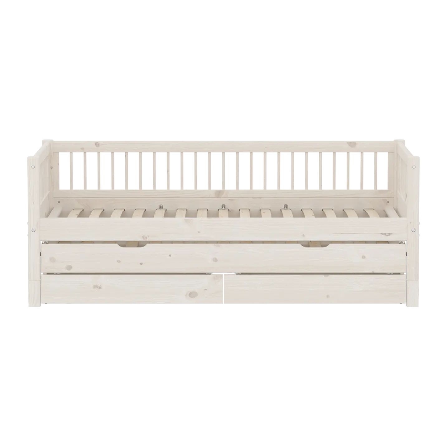 Single Bed with Pull-out Bed and Storage, 90x200 cm, White - Image 2
