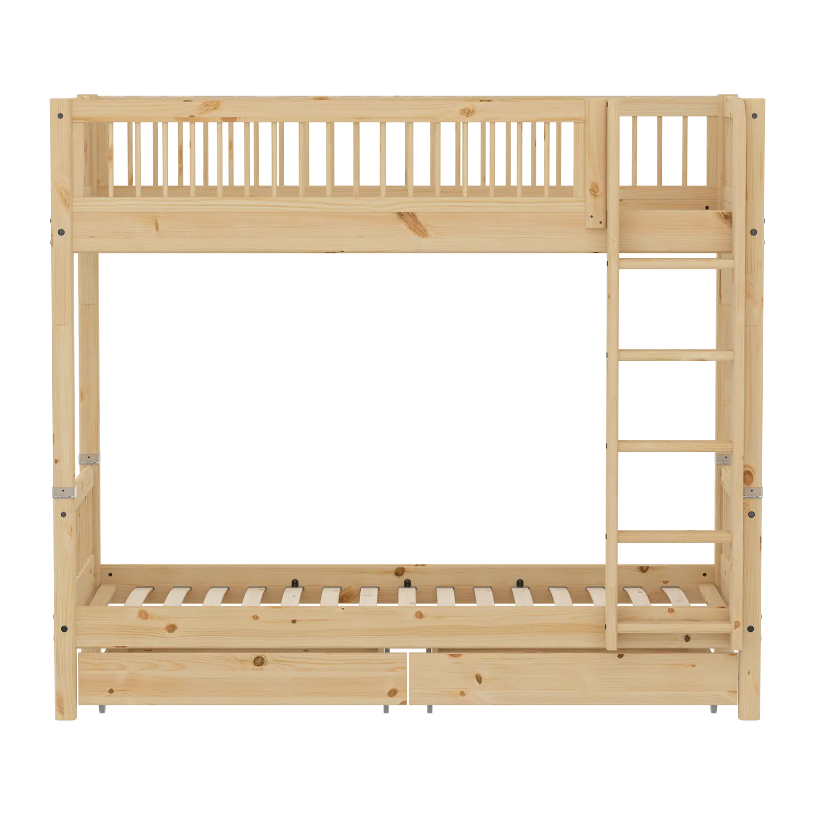 High Bunk Bed with Storage, 90x200 cm, Pine - Image 2