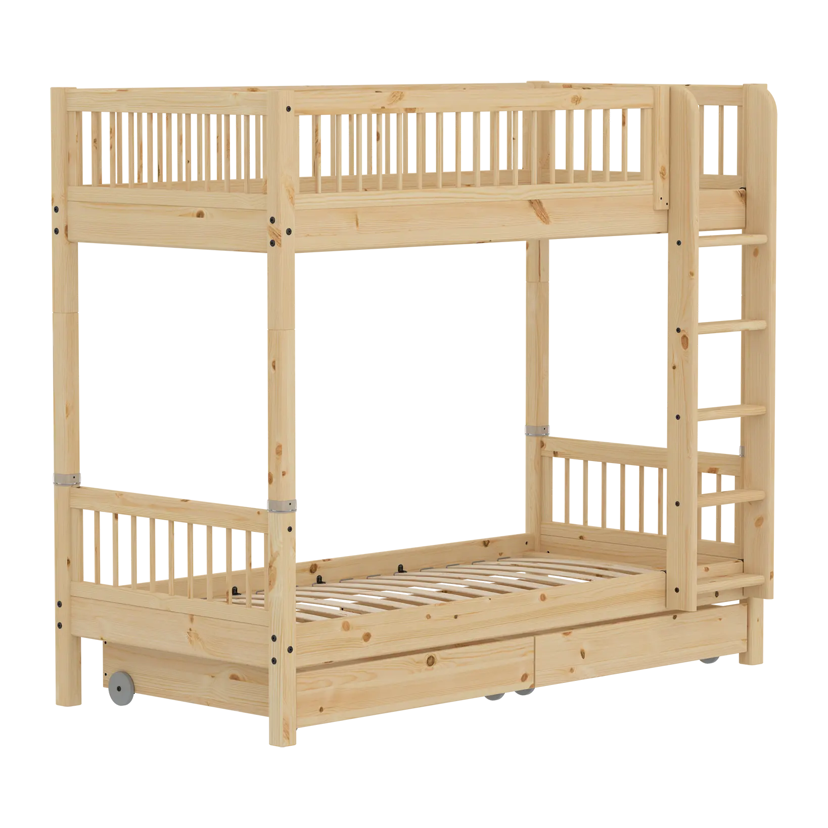 High Bunk Bed with Storage, 90x200 cm, Pine - Image 3